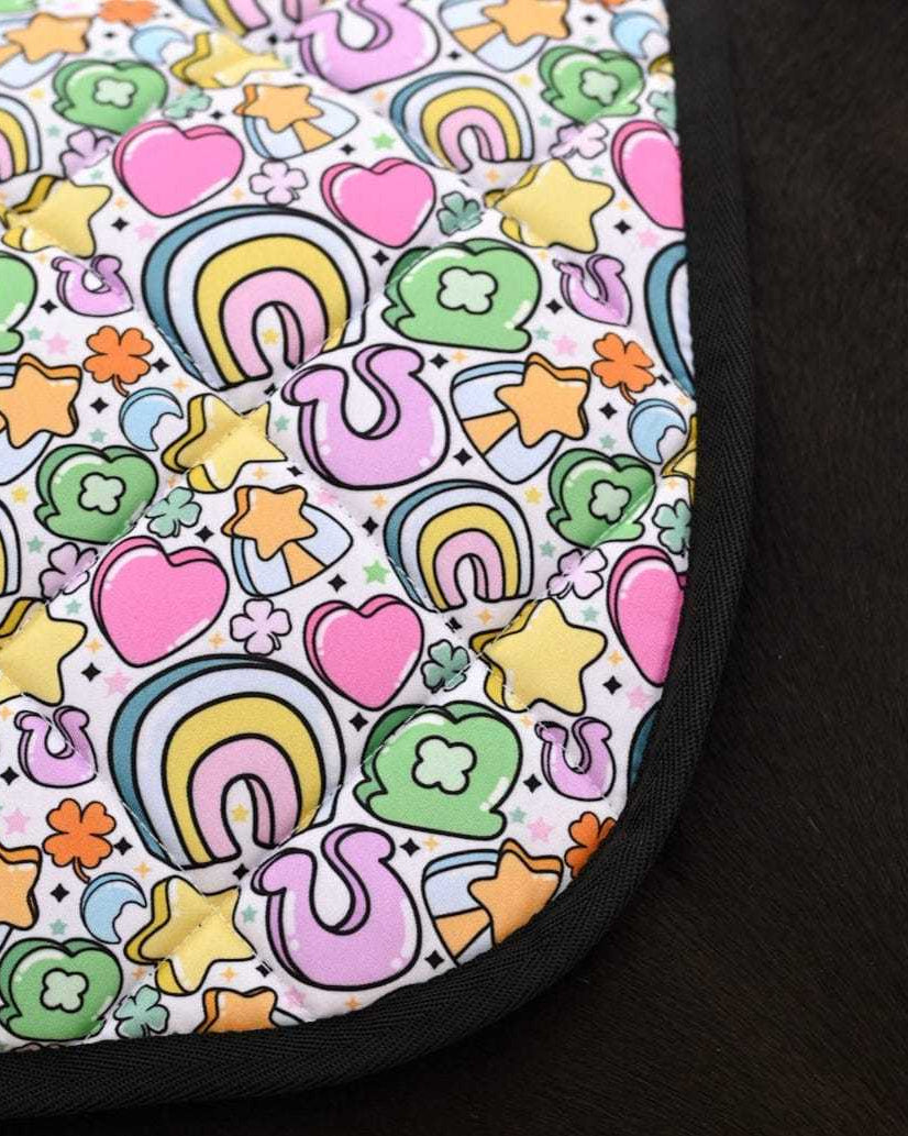 Colorful Full O’ Luck saddle pad with luck-themed designs from the Lucky Equestrian Bundle