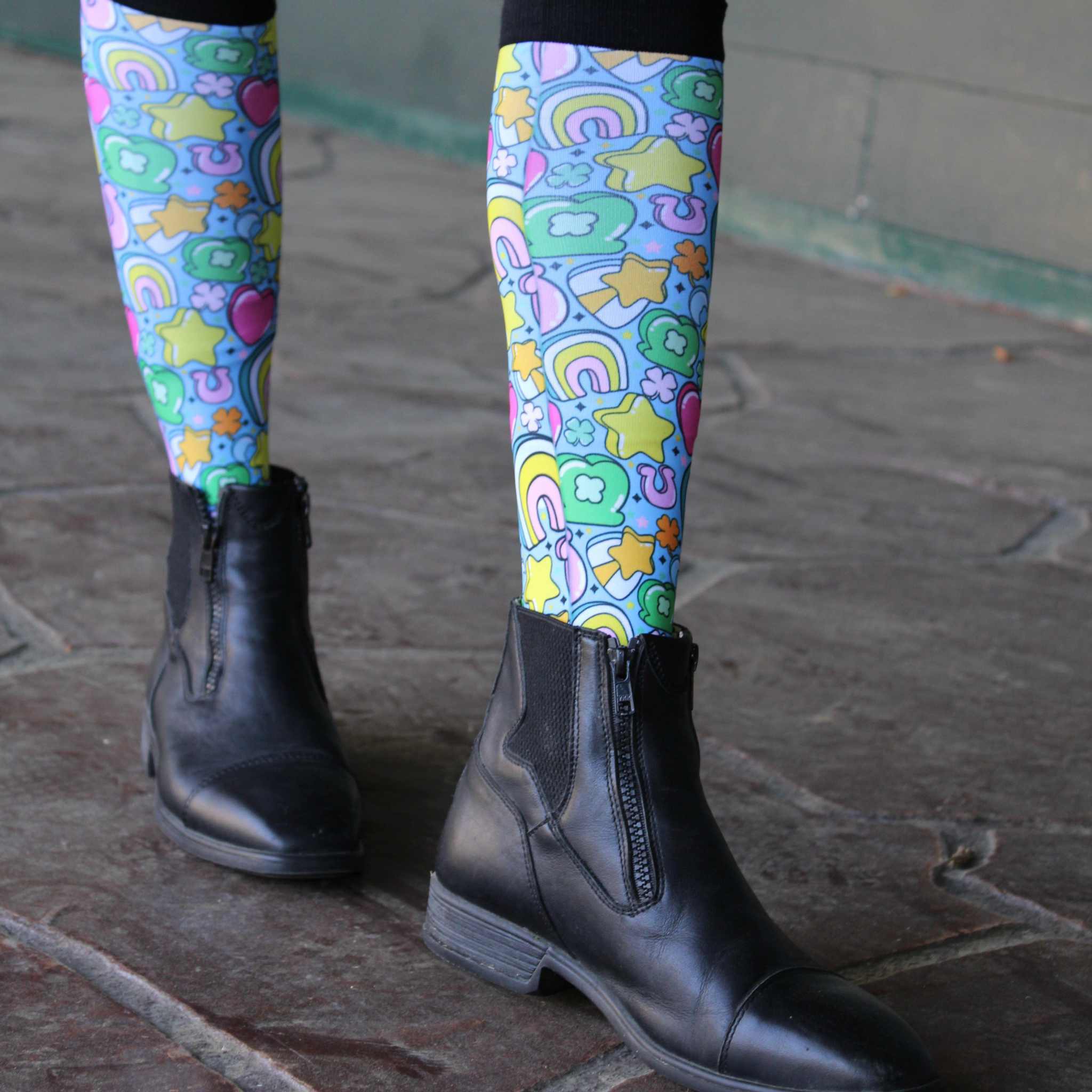 dreamers & schemers Pair & A Spare Full Of Luck 2.0 Pair & a Spare Socks equestrian boot socks boot socks thin socks riding socks pattern socks tall socks funny socks knee high socks horse socks horse show socks