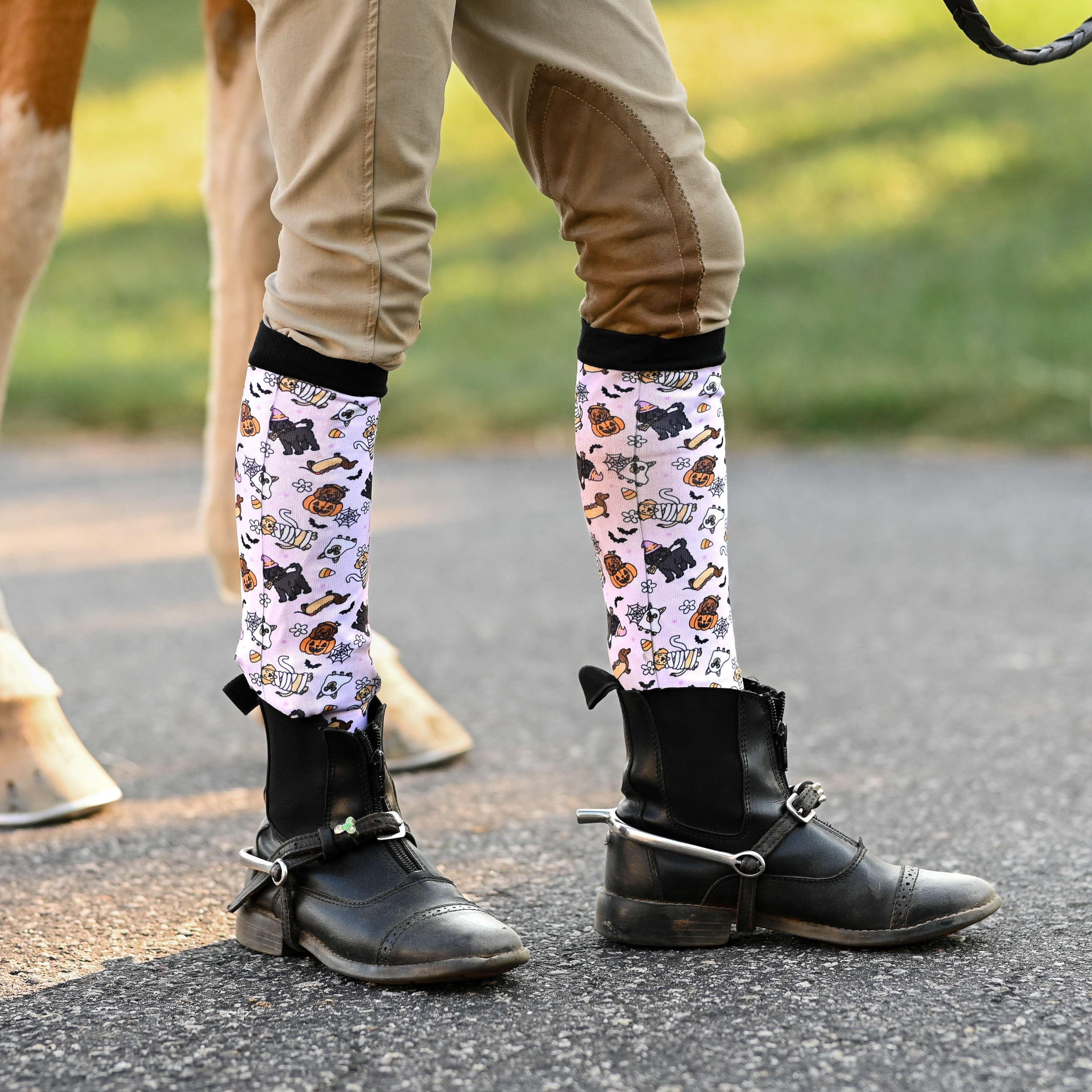 dreamers & schemers Youth Ghosts & Growls Youth Pair & A Spare Socks equestrian boot socks boot socks thin socks riding socks pattern socks tall socks funny socks knee high socks horse socks horse show socks