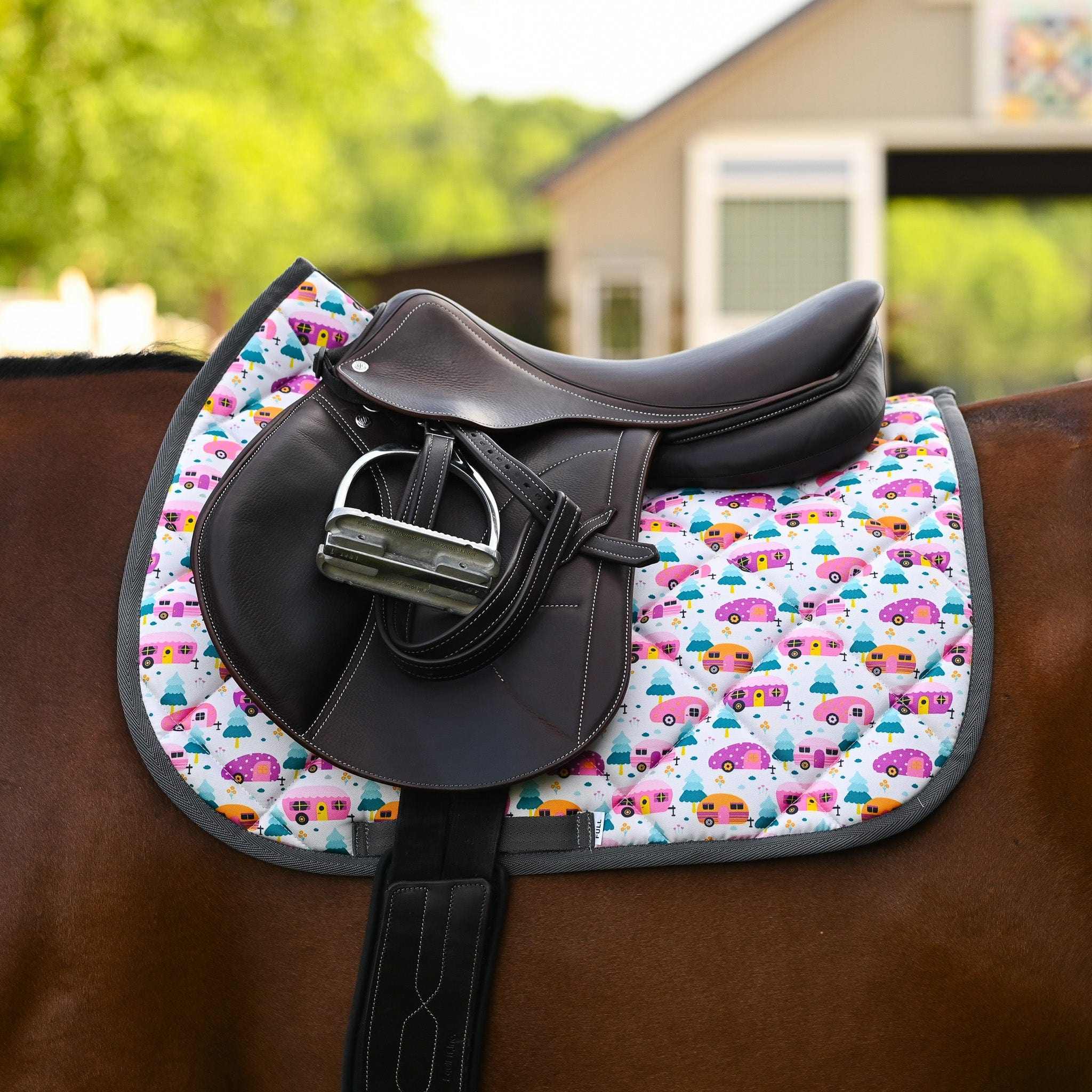 Dreamers & Schemers Glamping Saddle Pad – patterned saddle pad, equestrian gift, horseback riding gear from Dreamers & Schemers Saddle Pads