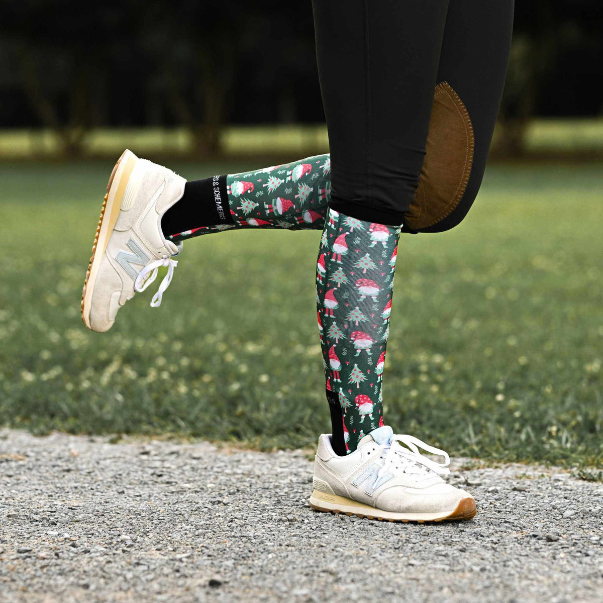 dreamers & schemers Pair & A Spare Gnome for the Holidays Pair & A Spare Socks equestrian boot socks boot socks thin socks riding socks pattern socks tall socks funny socks knee high socks horse socks horse show socks