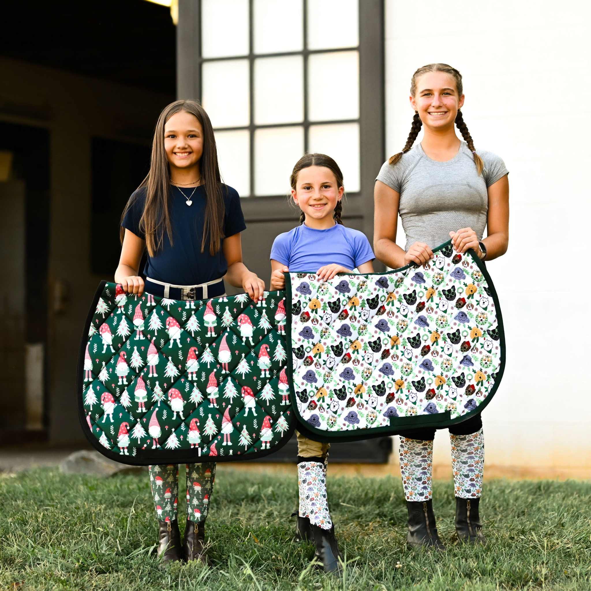 Dreamers & Schemers Gnome for the Holidays Saddle Pad – patterned saddle pad, equestrian gift, horseback riding gear from Dreamers & Schemers Saddle Pads
