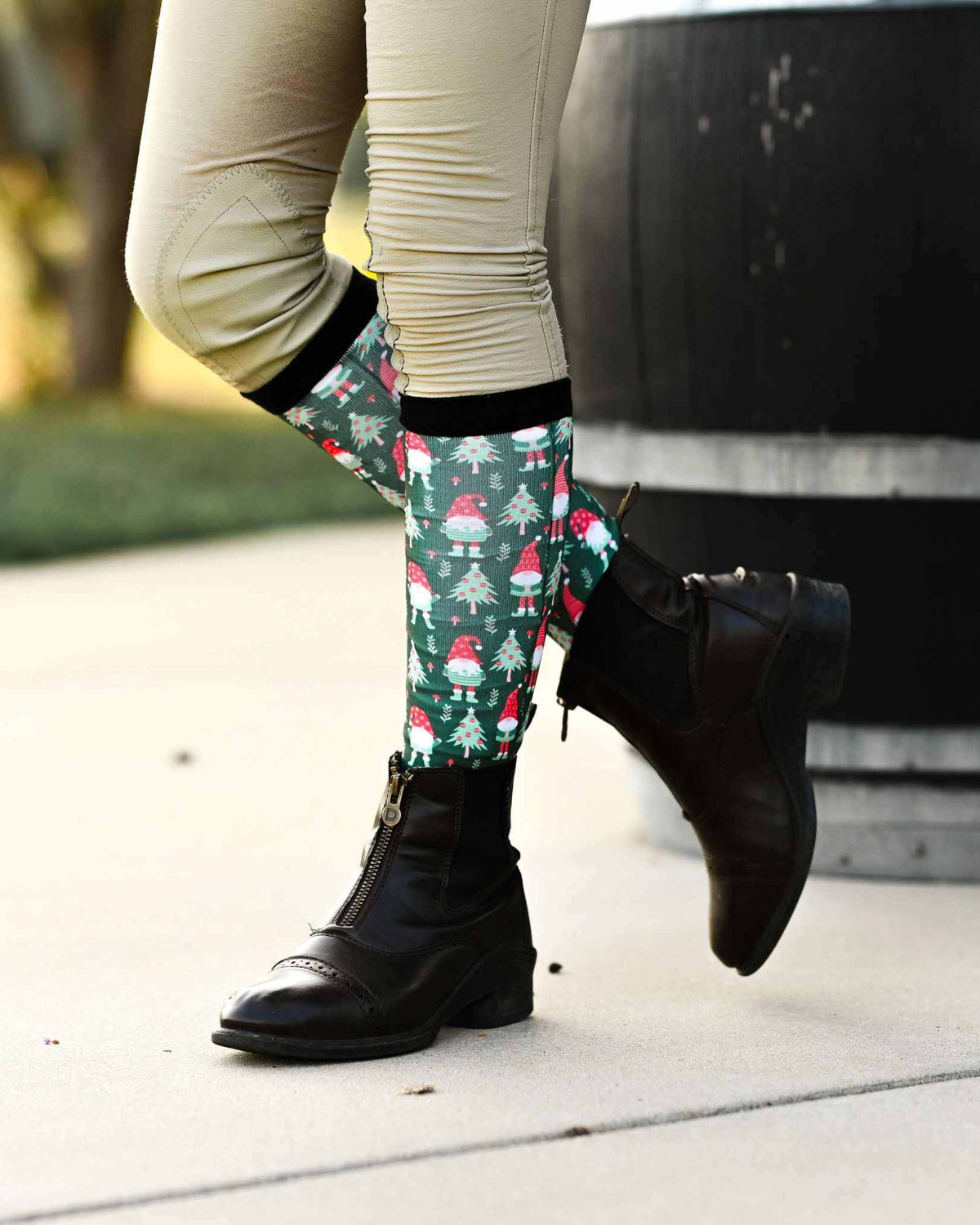 dreamers & schemers Youth Gnome for the Holidays Youth Pair & A Spare Socks equestrian boot socks boot socks thin socks riding socks pattern socks tall socks funny socks knee high socks horse socks horse show socks