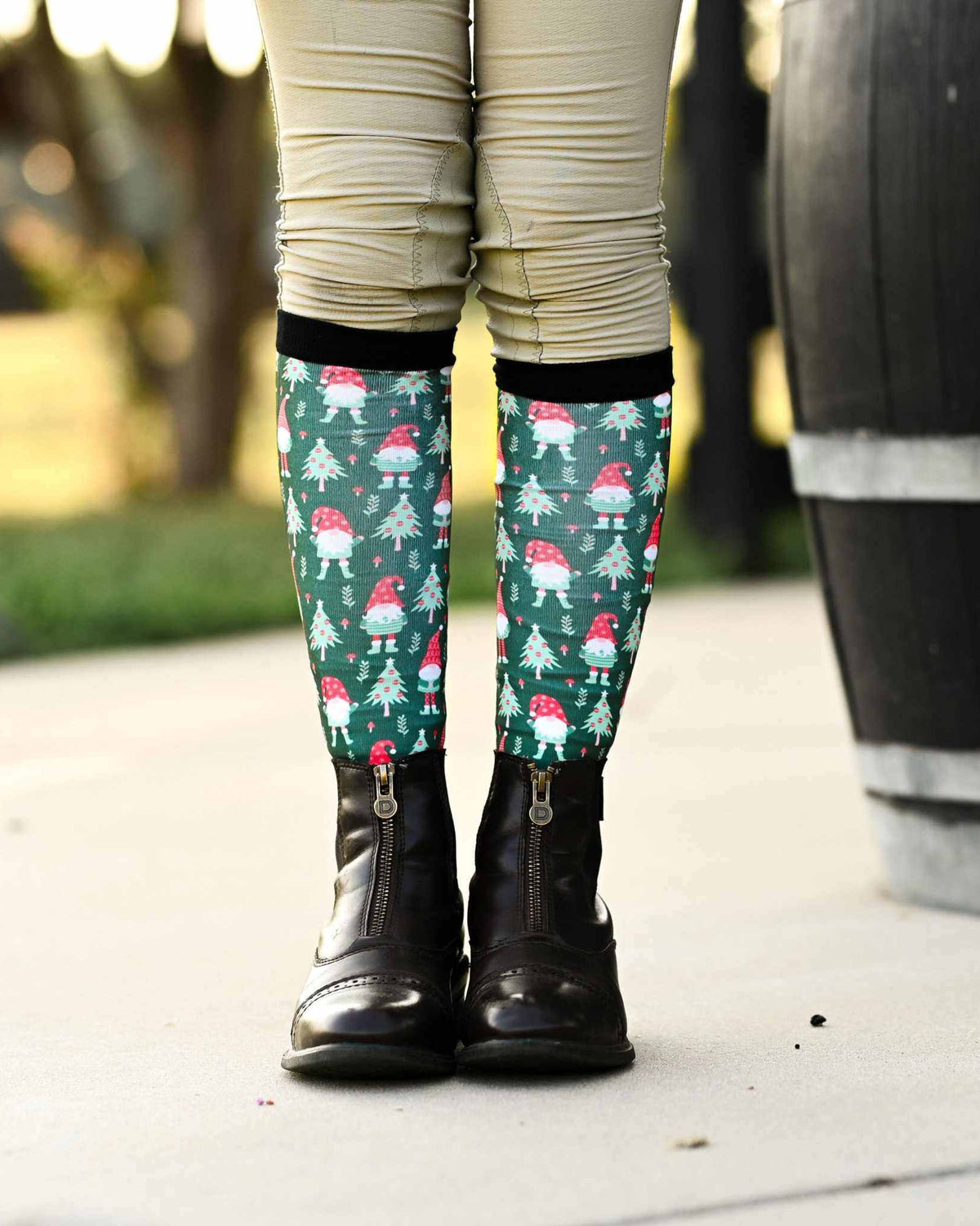 dreamers & schemers Youth Gnome for the Holidays Youth Pair & A Spare Socks equestrian boot socks boot socks thin socks riding socks pattern socks tall socks funny socks knee high socks horse socks horse show socks