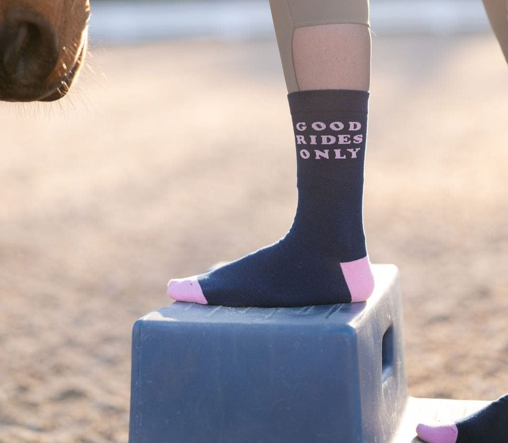 dreamers & schemers Crew Sock Good Rides Only Crew Socks equestrian boot socks boot socks thin socks riding socks pattern socks tall socks funny socks knee high socks horse socks horse show socks