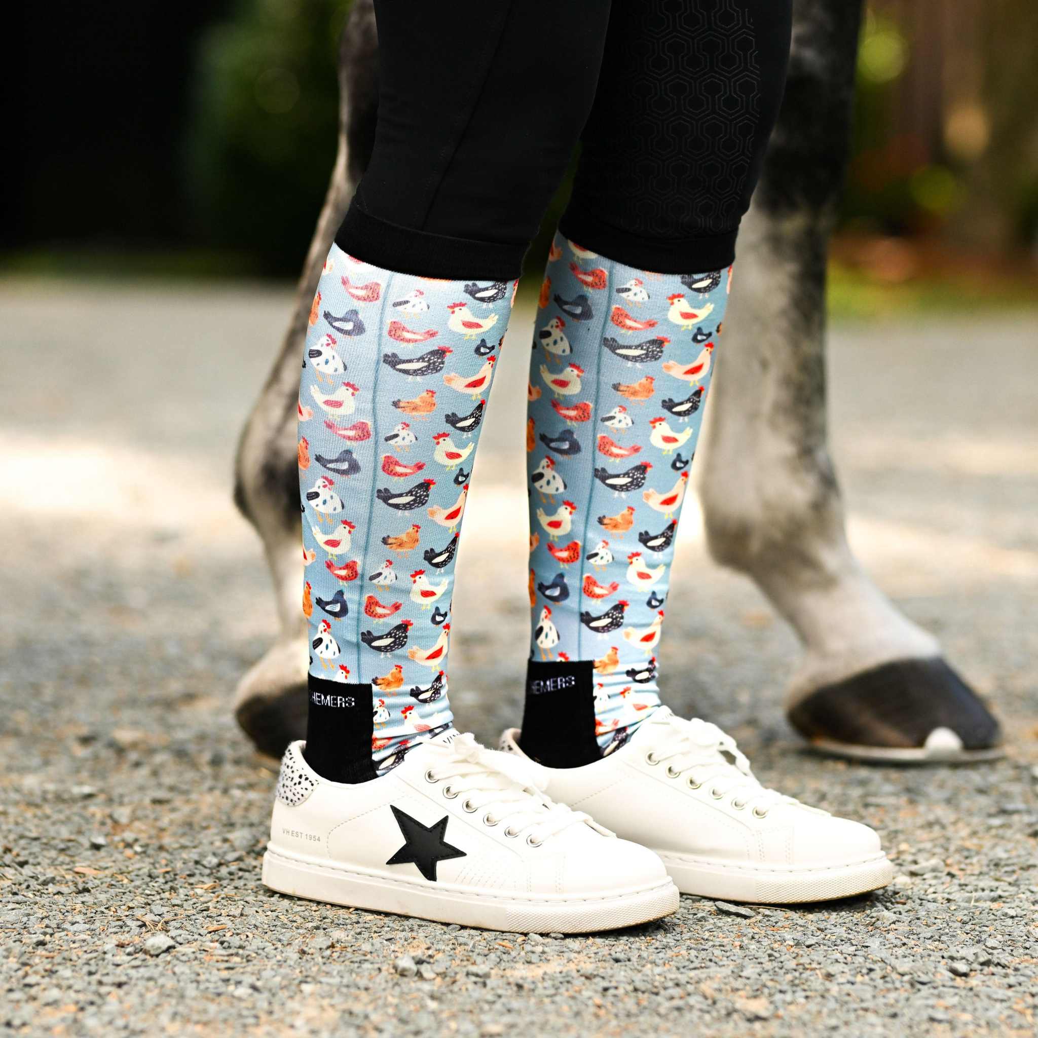 dreamers & schemers Pair & A Spare Hen House Pair & A Spare Socks equestrian boot socks boot socks thin socks riding socks pattern socks tall socks funny socks knee high socks horse socks horse show socks