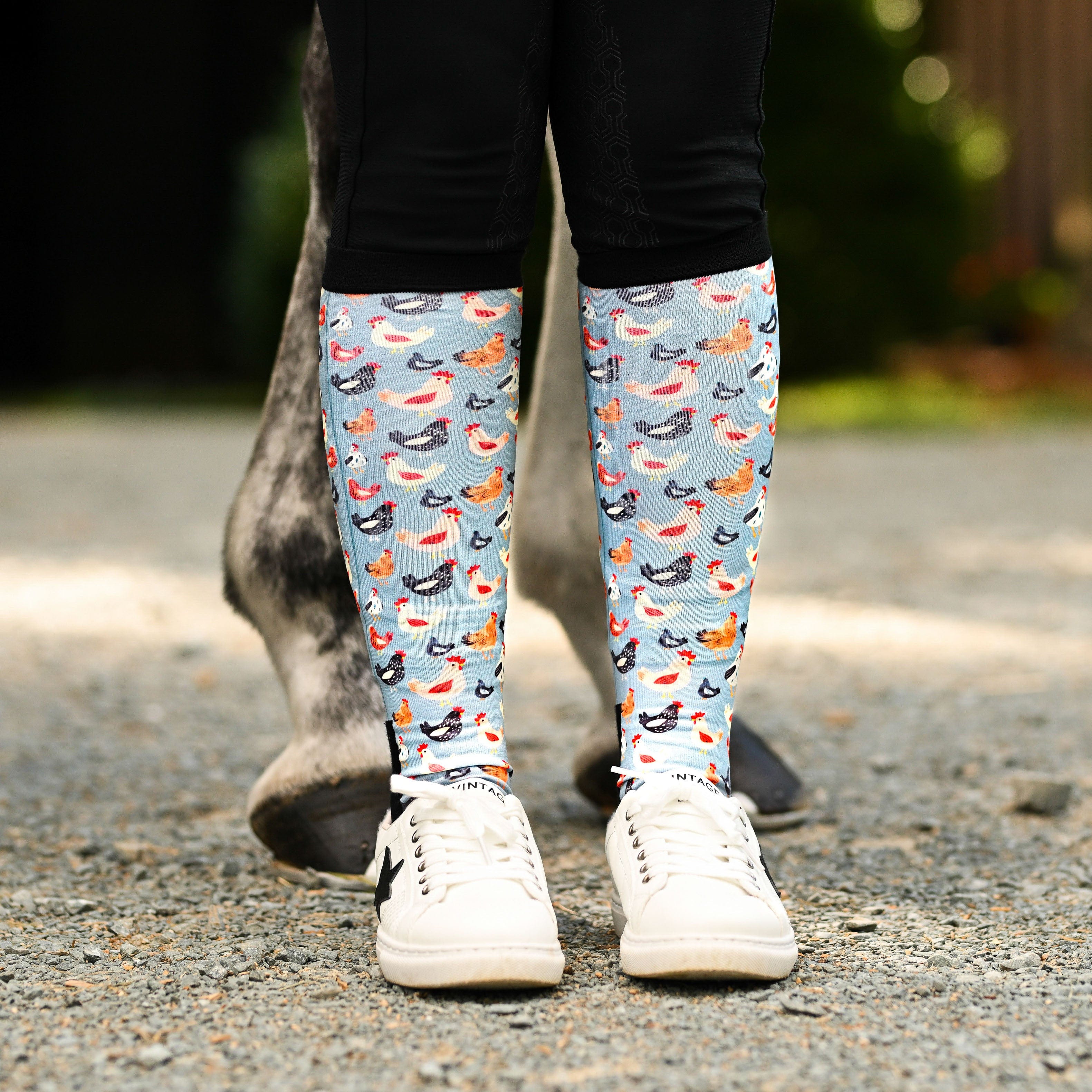 dreamers & schemers Pair & A Spare Hen House Pair & A Spare Socks equestrian boot socks boot socks thin socks riding socks pattern socks tall socks funny socks knee high socks horse socks horse show socks