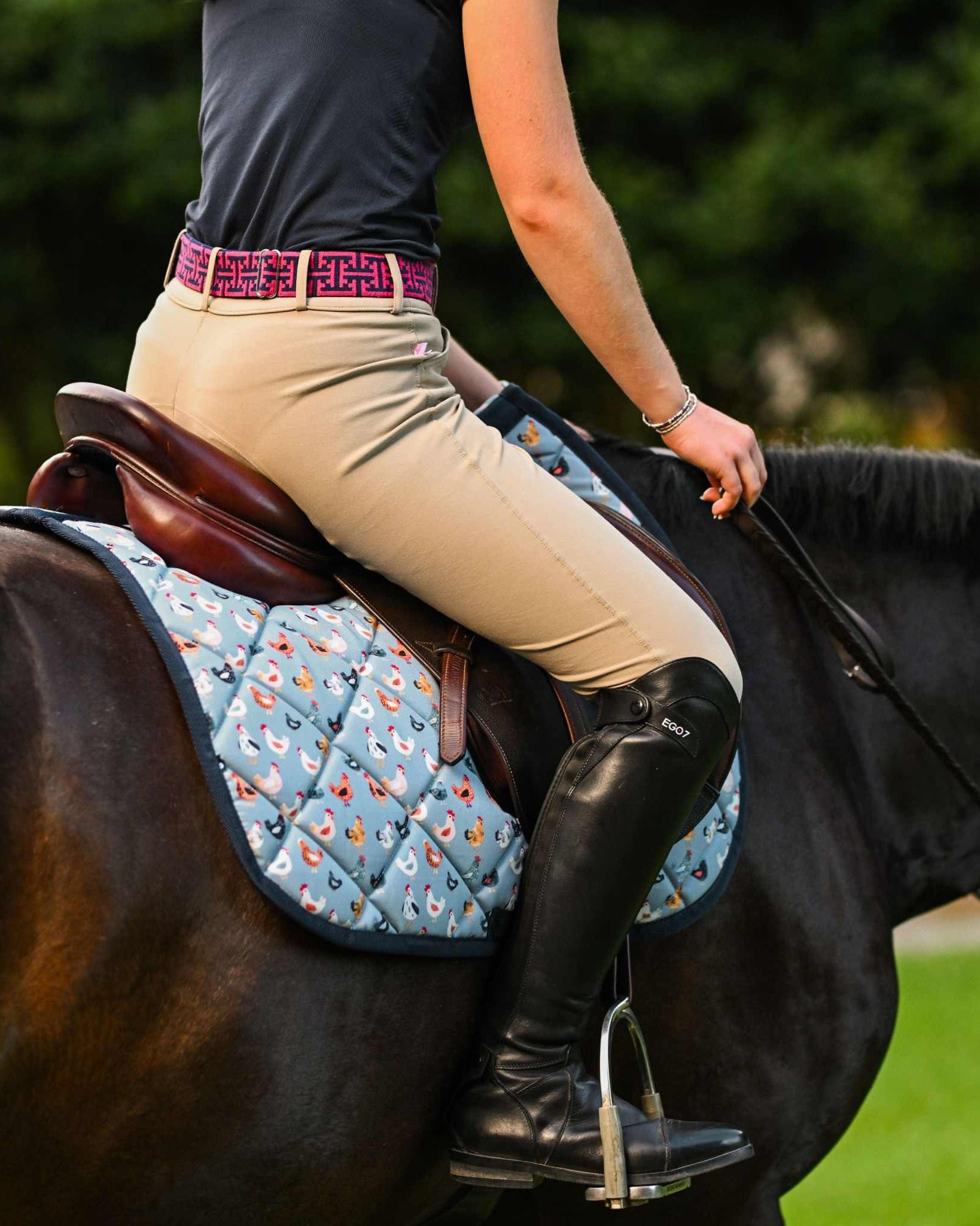 Dreamers & Schemers Hen House Saddle Pad – patterned saddle pad, equestrian gift, horseback riding gear from Dreamers & Schemers Saddle Pads