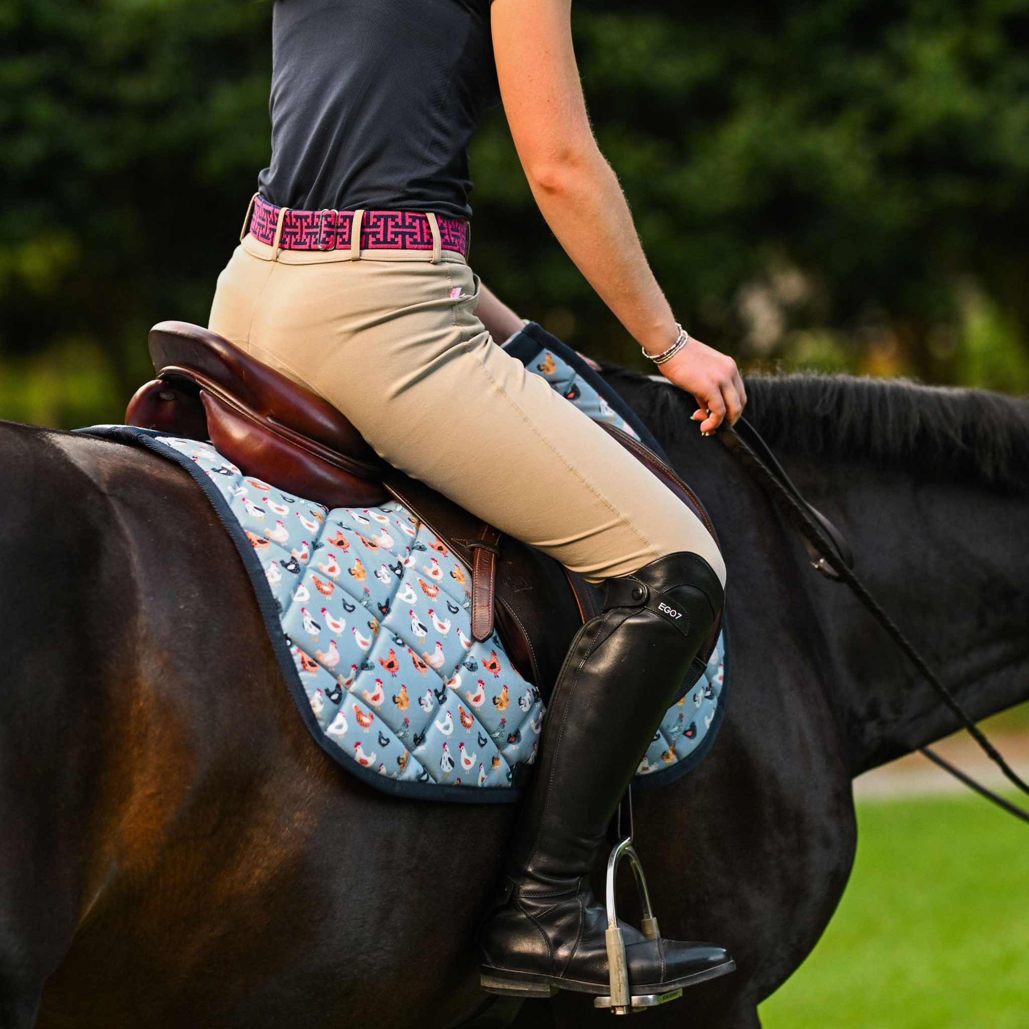 Dreamers & Schemers Hen House Saddle Pad – patterned saddle pad, equestrian gift, horseback riding gear from Dreamers & Schemers Saddle Pads