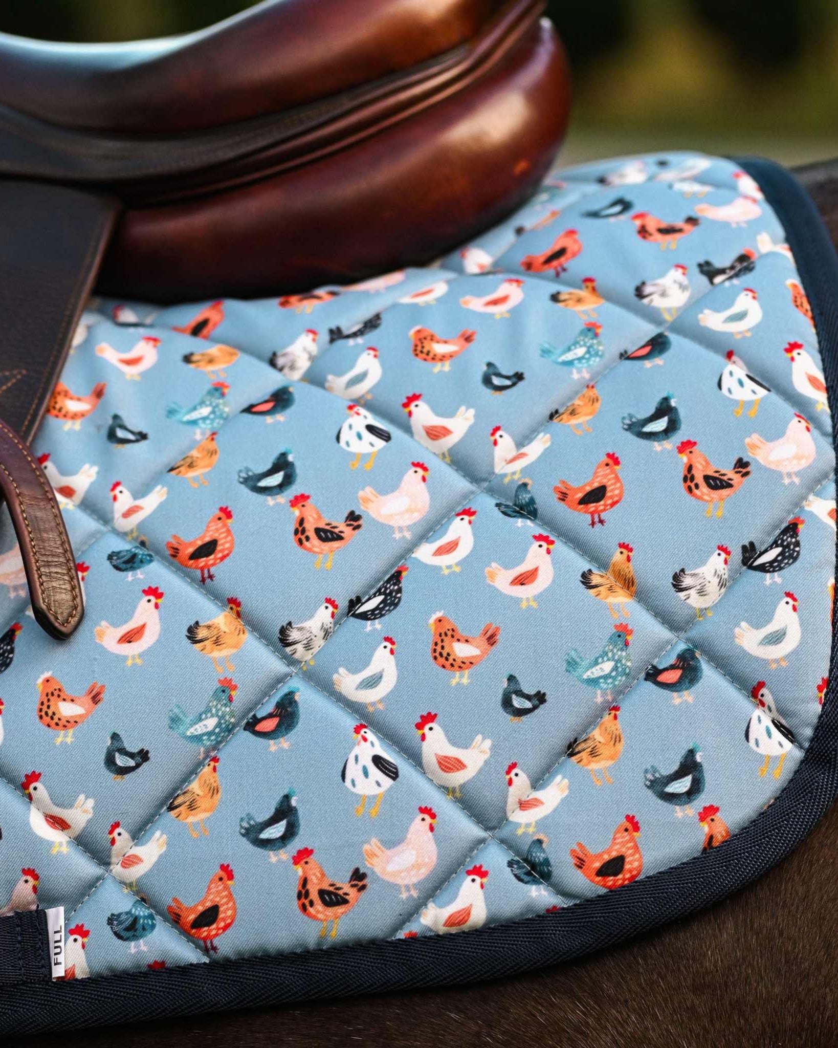 Dreamers & Schemers Hen House Saddle Pad – patterned saddle pad, equestrian gift, horseback riding gear from Dreamers & Schemers Saddle Pads