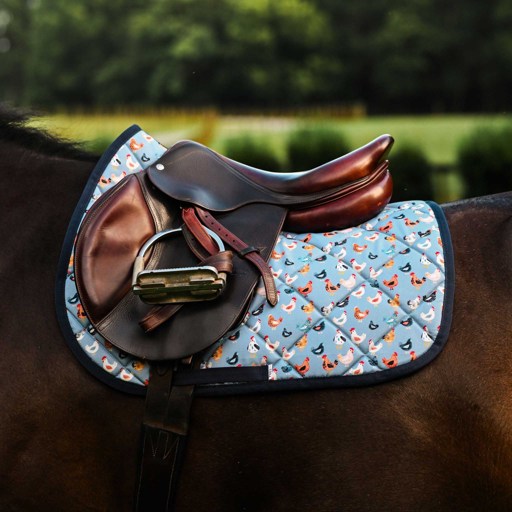 Dreamers & Schemers Hen House Saddle Pad – patterned saddle pad, equestrian gift, horseback riding gear from Dreamers & Schemers Saddle Pads