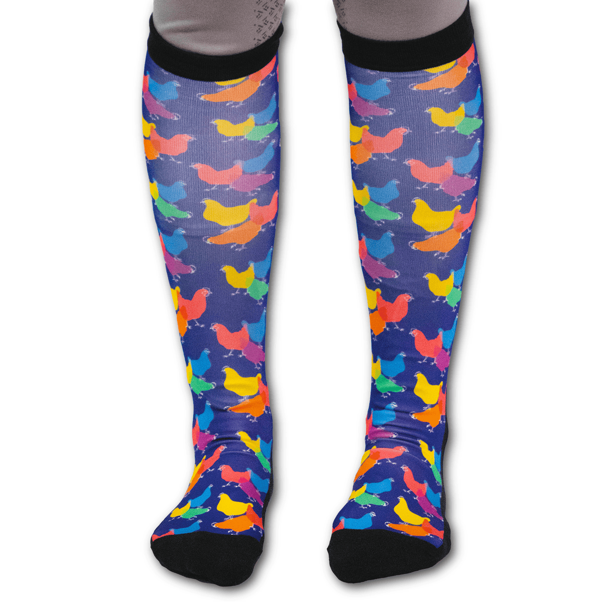 Hens Lens Pair black top boot socks with free spare sock, breathable knit and flat-seam toe