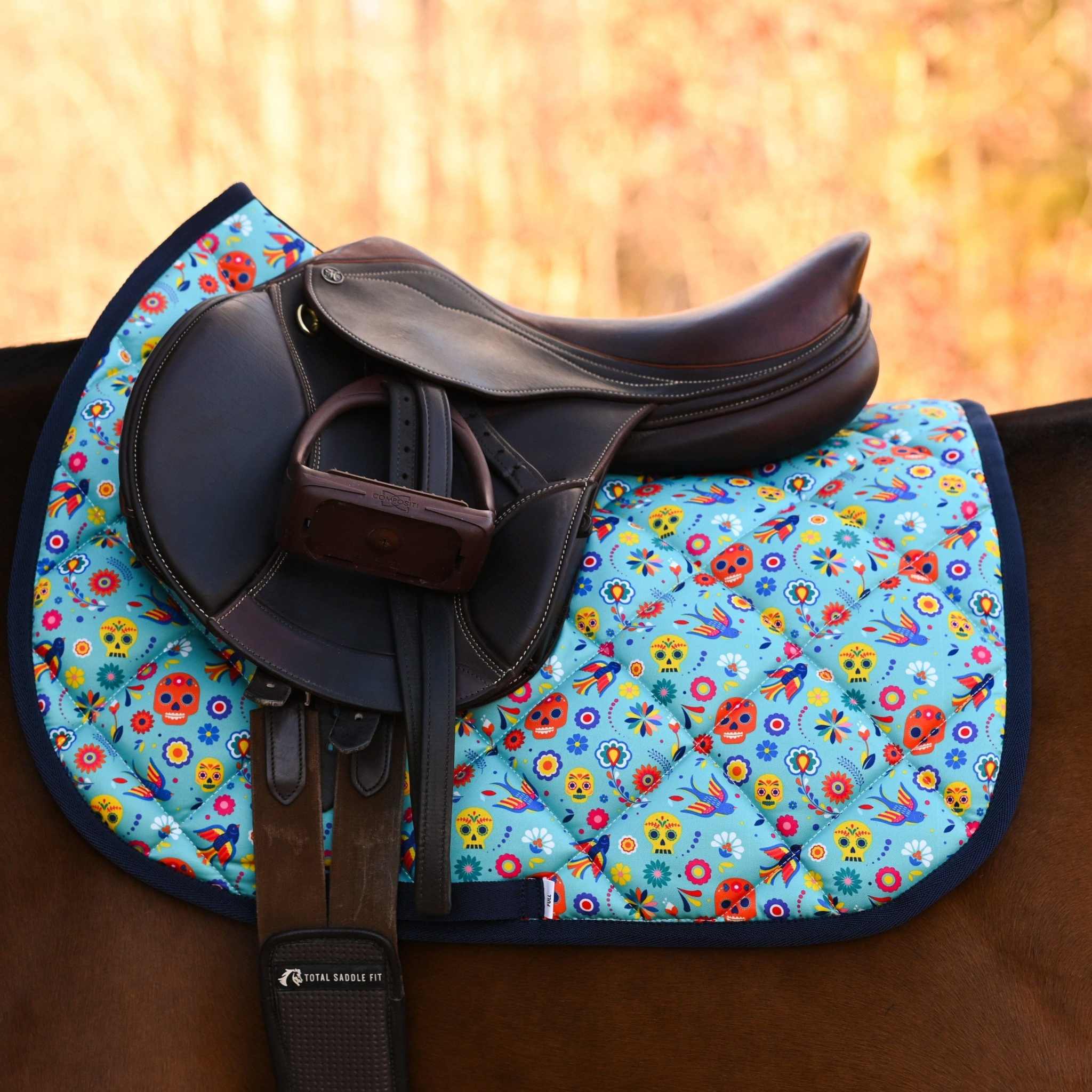 Dreamers & Schemers Holiday Day of the Dead Saddle Pad – patterned saddle pad, equestrian gift, horseback riding gear from Dreamers & Schemers Saddle Pads
