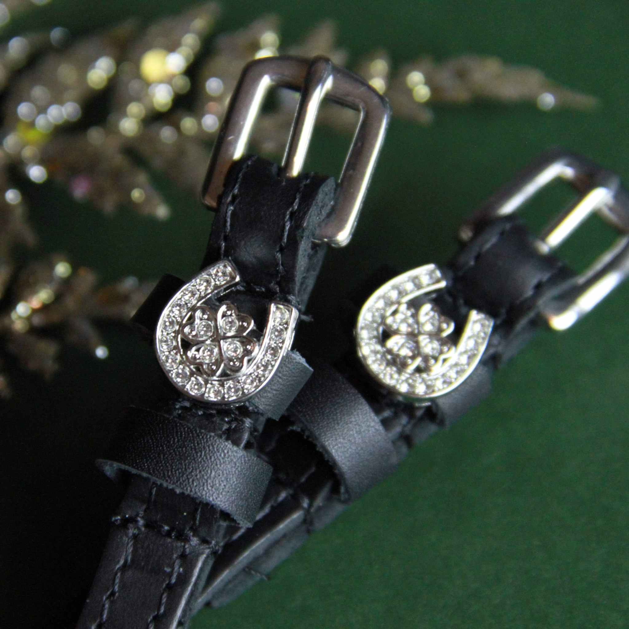 ManeJane Black Spur Straps Horse Shoe Clover Spur Straps equestrian boot socks boot socks thin socks riding socks pattern socks tall socks funny socks knee high socks horse socks horse show socks