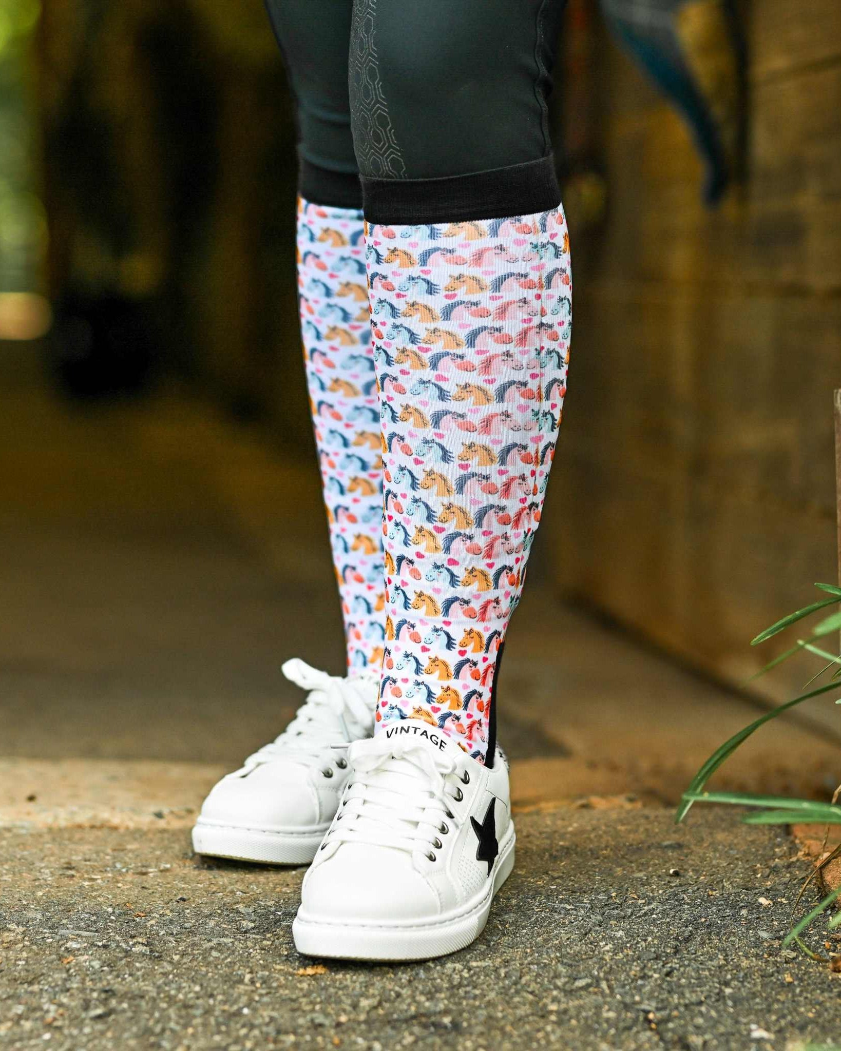 dreamers & schemers Pair & A Spare Horsing Around Pair & A Spare Socks equestrian boot socks boot socks thin socks riding socks pattern socks tall socks funny socks knee high socks horse socks horse show socks