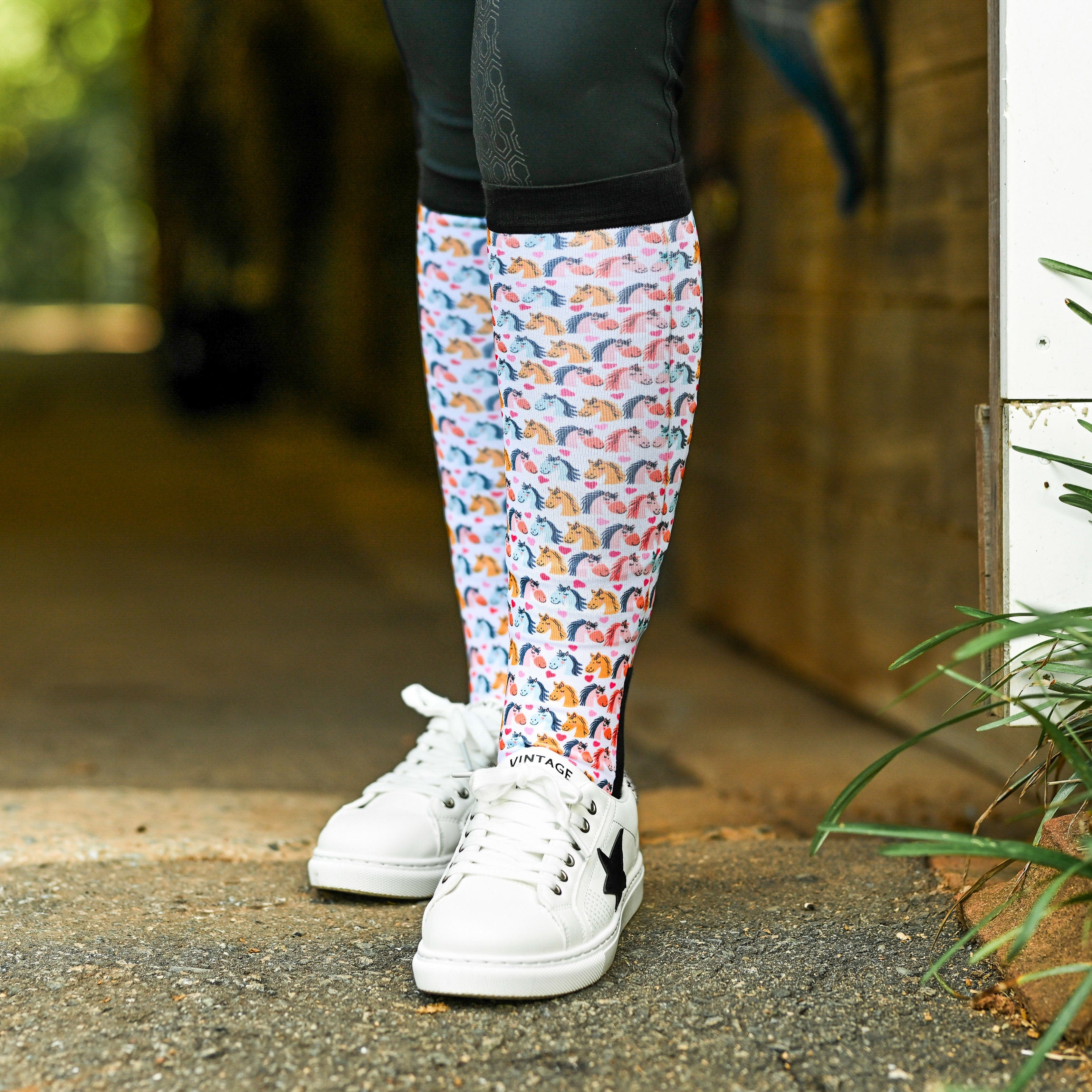 dreamers & schemers Pair & A Spare Horsing Around Pair & A Spare Socks equestrian boot socks boot socks thin socks riding socks pattern socks tall socks funny socks knee high socks horse socks horse show socks