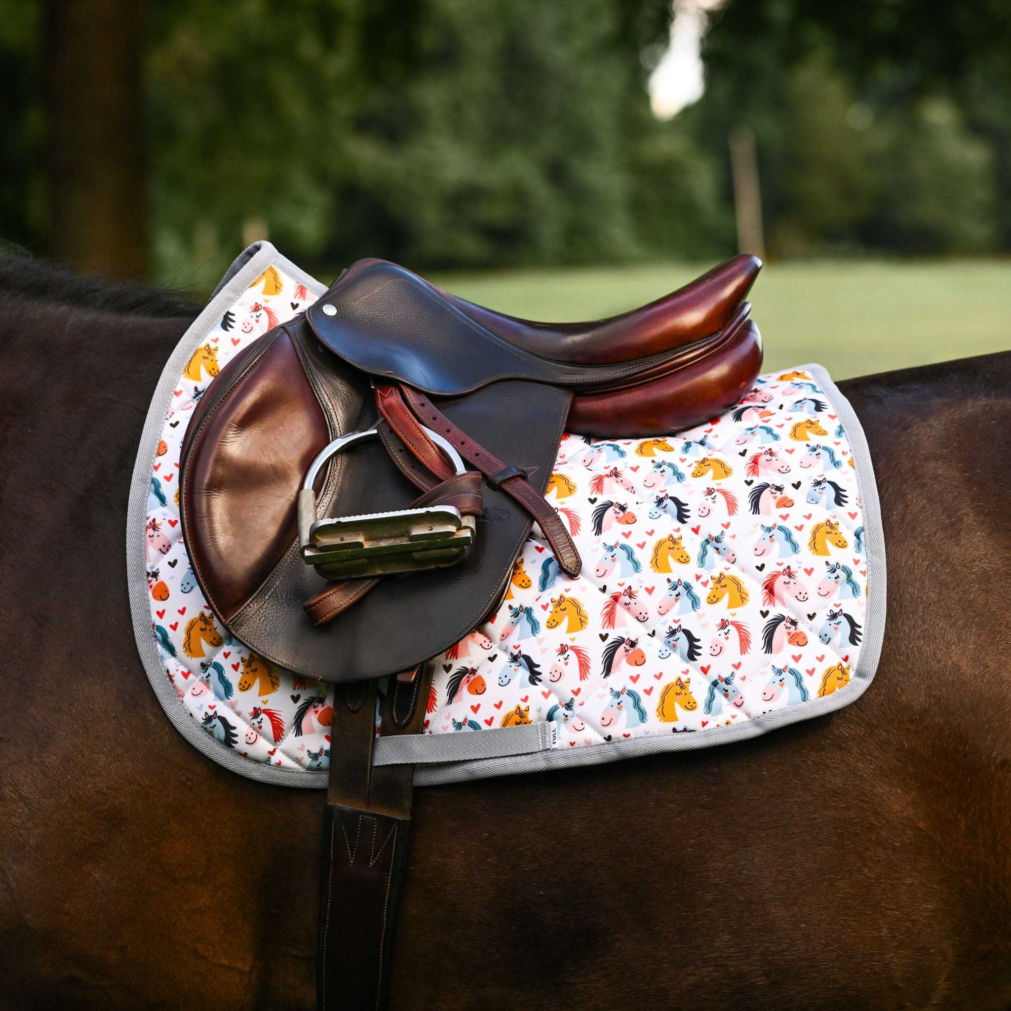 Dreamers & Schemers Horsing Around Saddle Pad – patterned saddle pad, equestrian gift, horseback riding gear from Dreamers & Schemers Saddle Pads