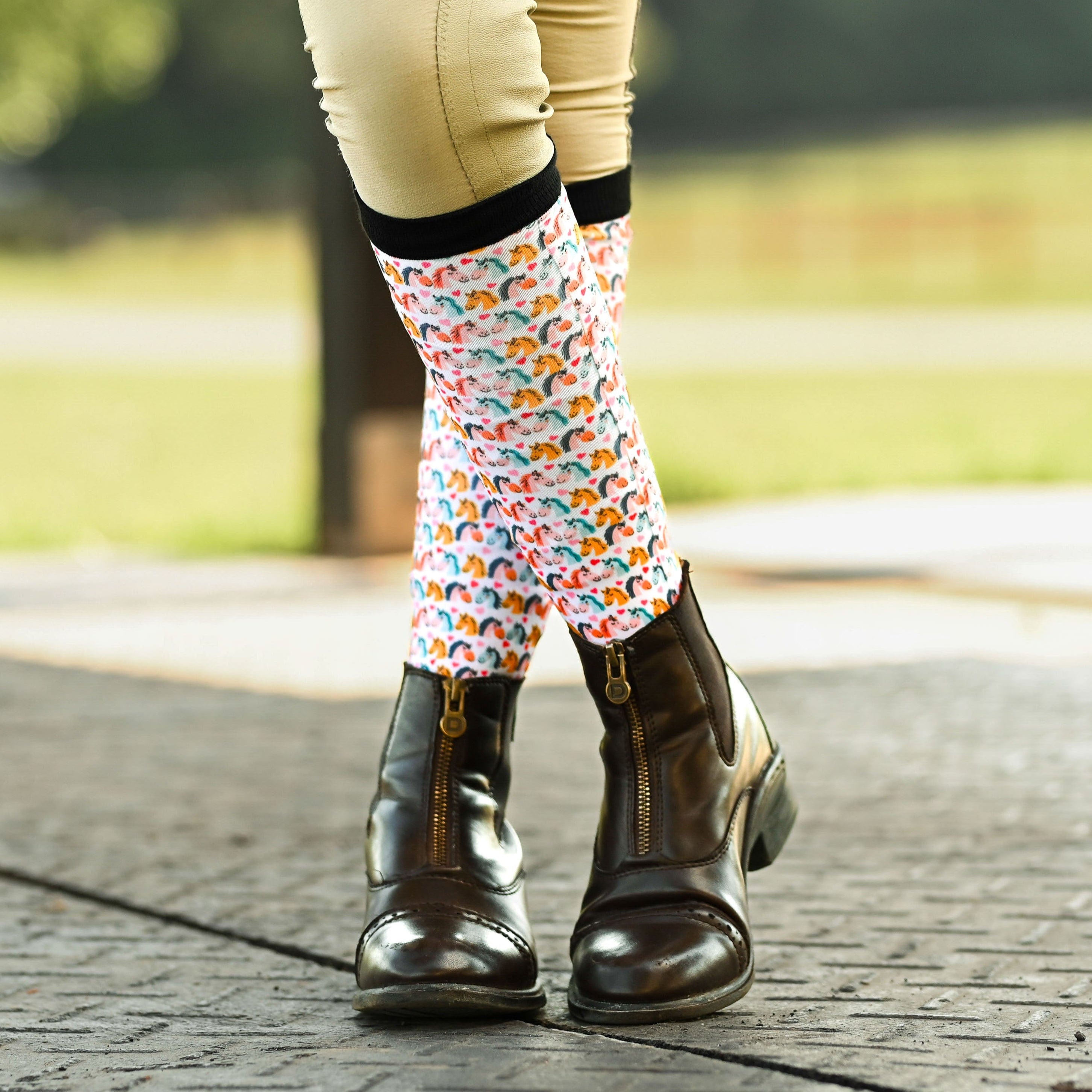 dreamers & schemers Youth Horsing Around Youth Pair & A Spare Socks equestrian boot socks boot socks thin socks riding socks pattern socks tall socks funny socks knee high socks horse socks horse show socks