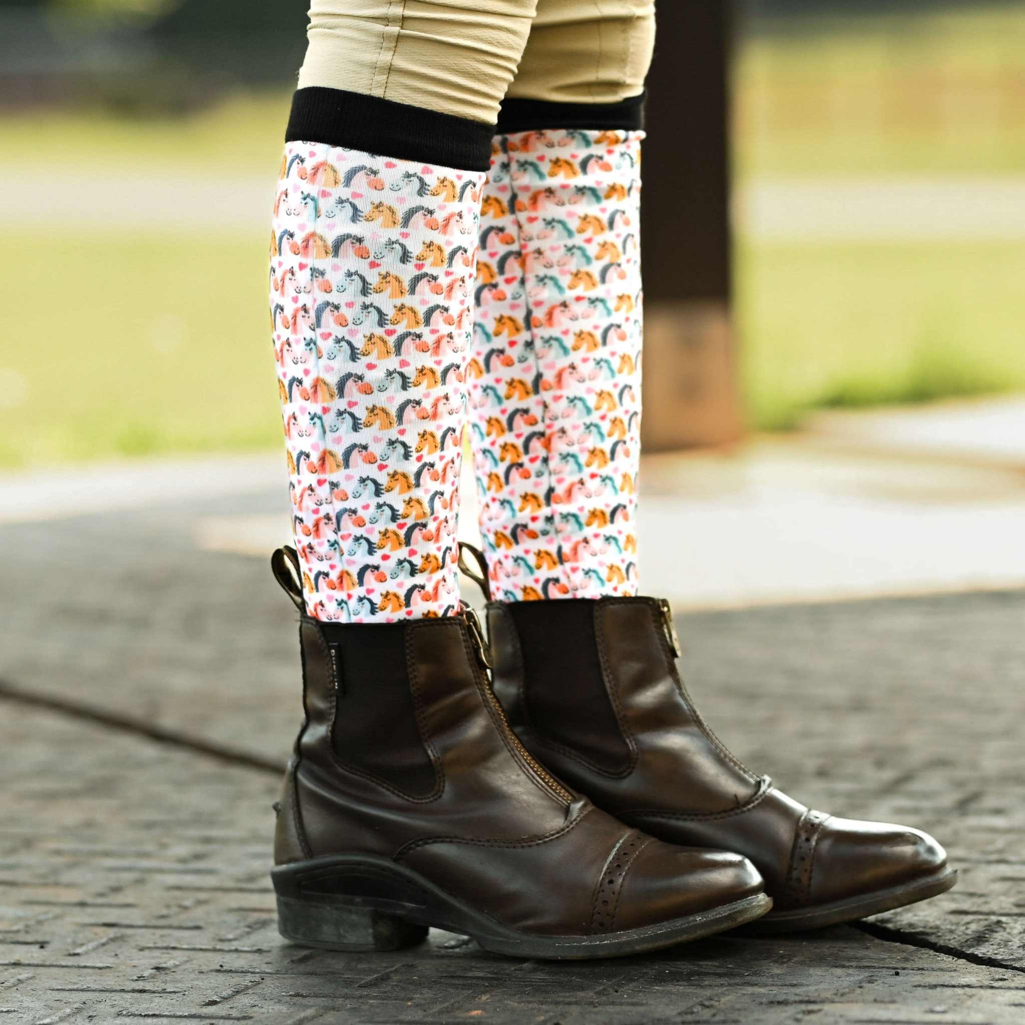 dreamers & schemers Youth Horsing Around Youth Pair & A Spare Socks equestrian boot socks boot socks thin socks riding socks pattern socks tall socks funny socks knee high socks horse socks horse show socks