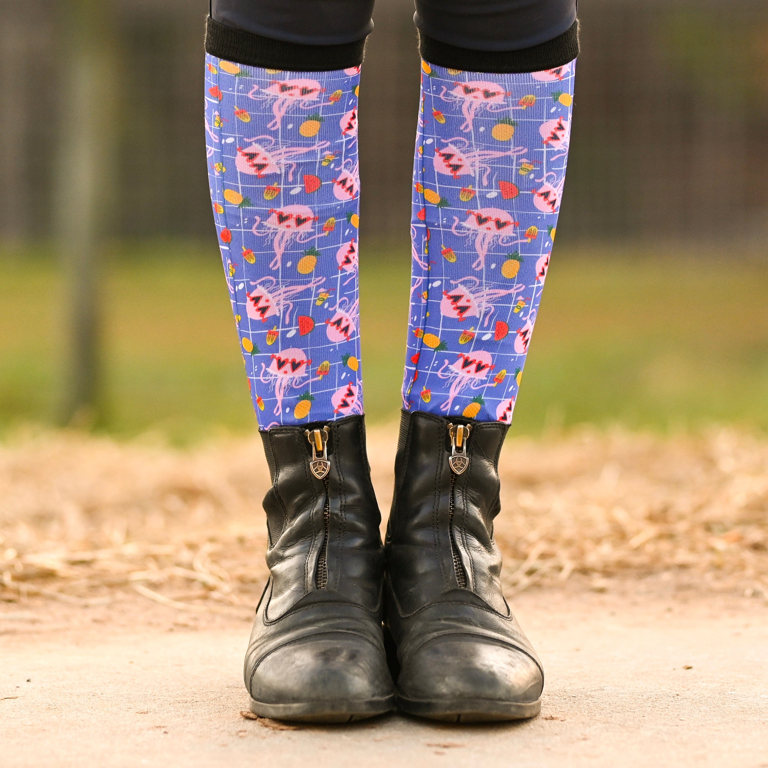 dreamers & schemers Youth Pair & a Spare Jelly Youth Pair & a Spare Socks equestrian boot socks boot socks thin socks riding socks pattern socks tall socks funny socks knee high socks horse socks horse show socks