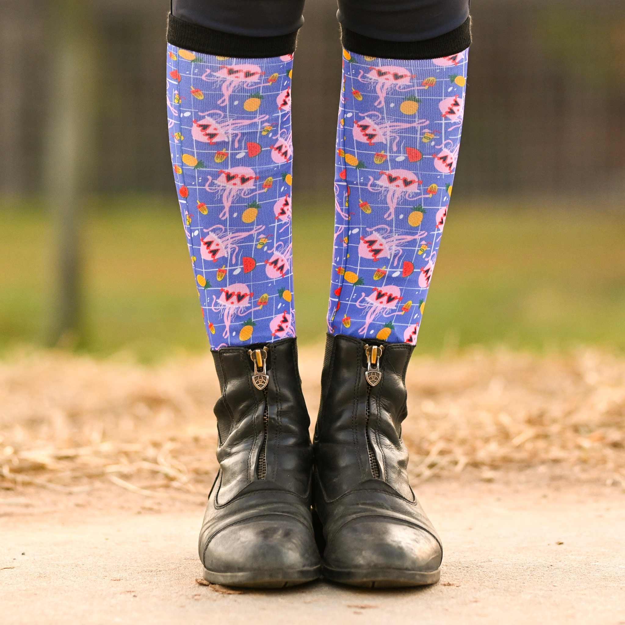 dreamers & schemers Youth Pair & a Spare Jelly Youth Pair & a Spare Socks equestrian boot socks boot socks thin socks riding socks pattern socks tall socks funny socks knee high socks horse socks horse show socks