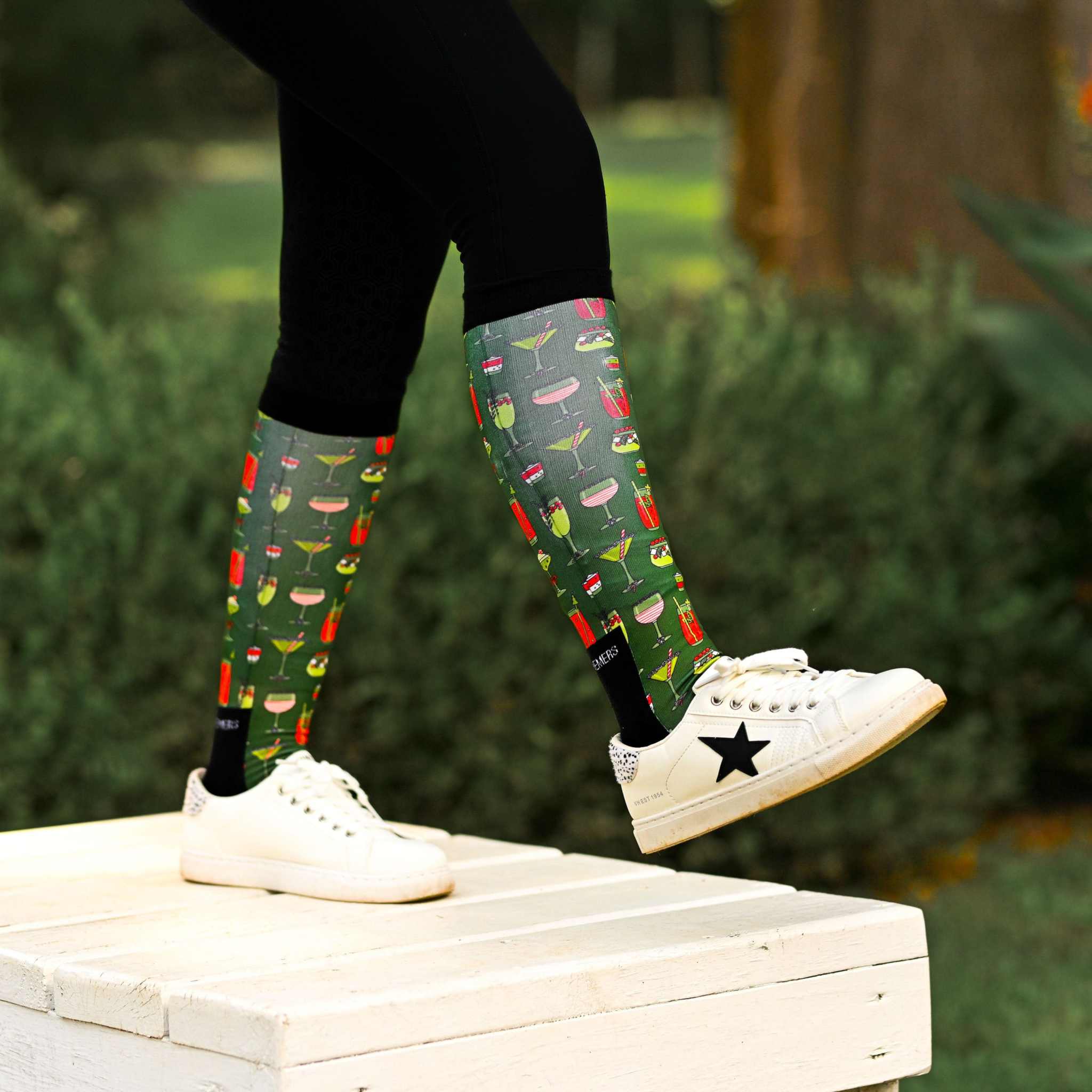 dreamers & schemers Pair & A Spare Jingle Juice Pair & A Spare Socks equestrian boot socks boot socks thin socks riding socks pattern socks tall socks funny socks knee high socks horse socks horse show socks