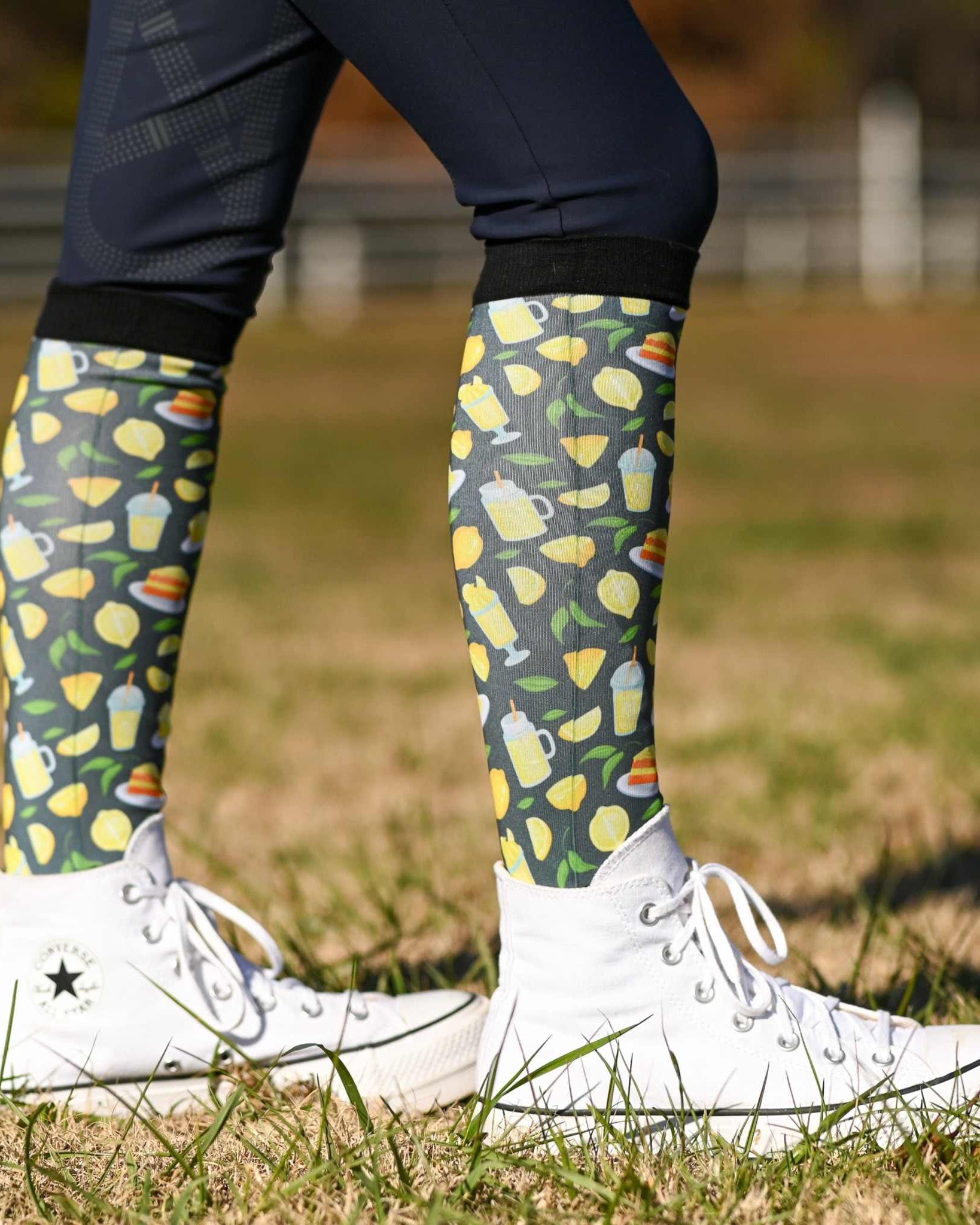 dreamers & schemers Pair & A Spare Lemon Everything Pair & a Spare Socks equestrian boot socks boot socks thin socks riding socks pattern socks tall socks funny socks knee high socks horse socks horse show socks