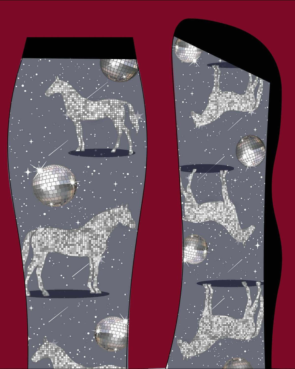 Disco Horse limited edition equestrian boot socks, additional view