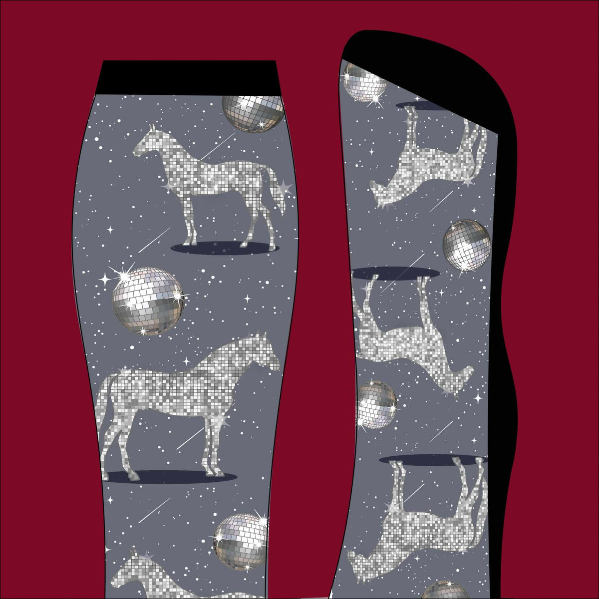 Disco Horse limited edition equestrian boot socks, additional view
