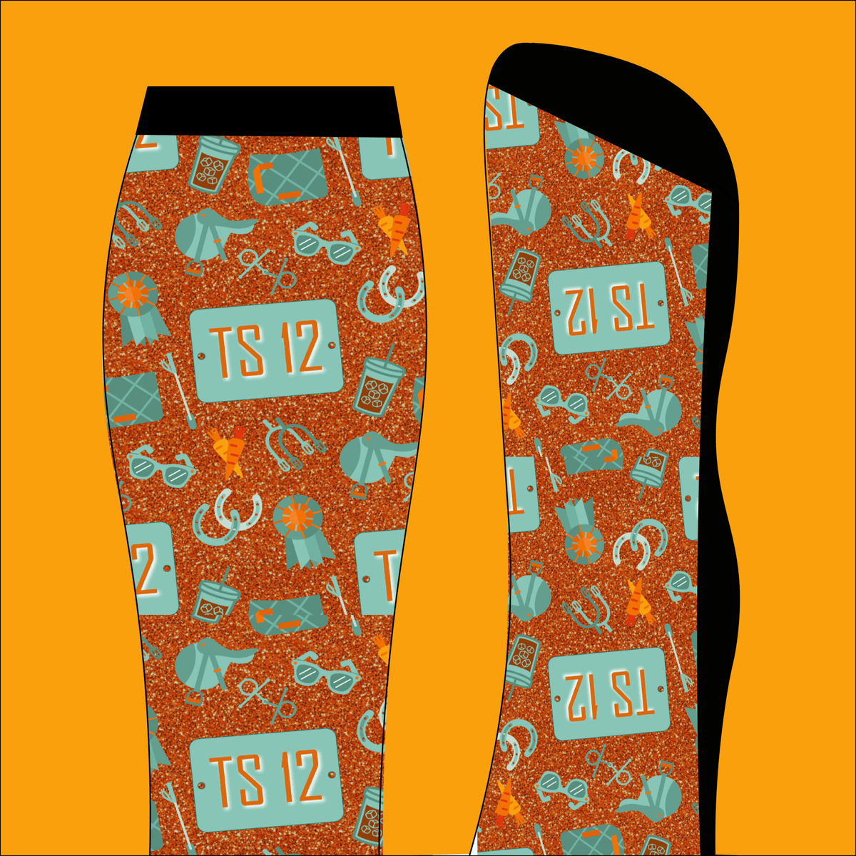 Limited edition Life of a Horse ShowGirl boot socks with equestrian-themed glitter design