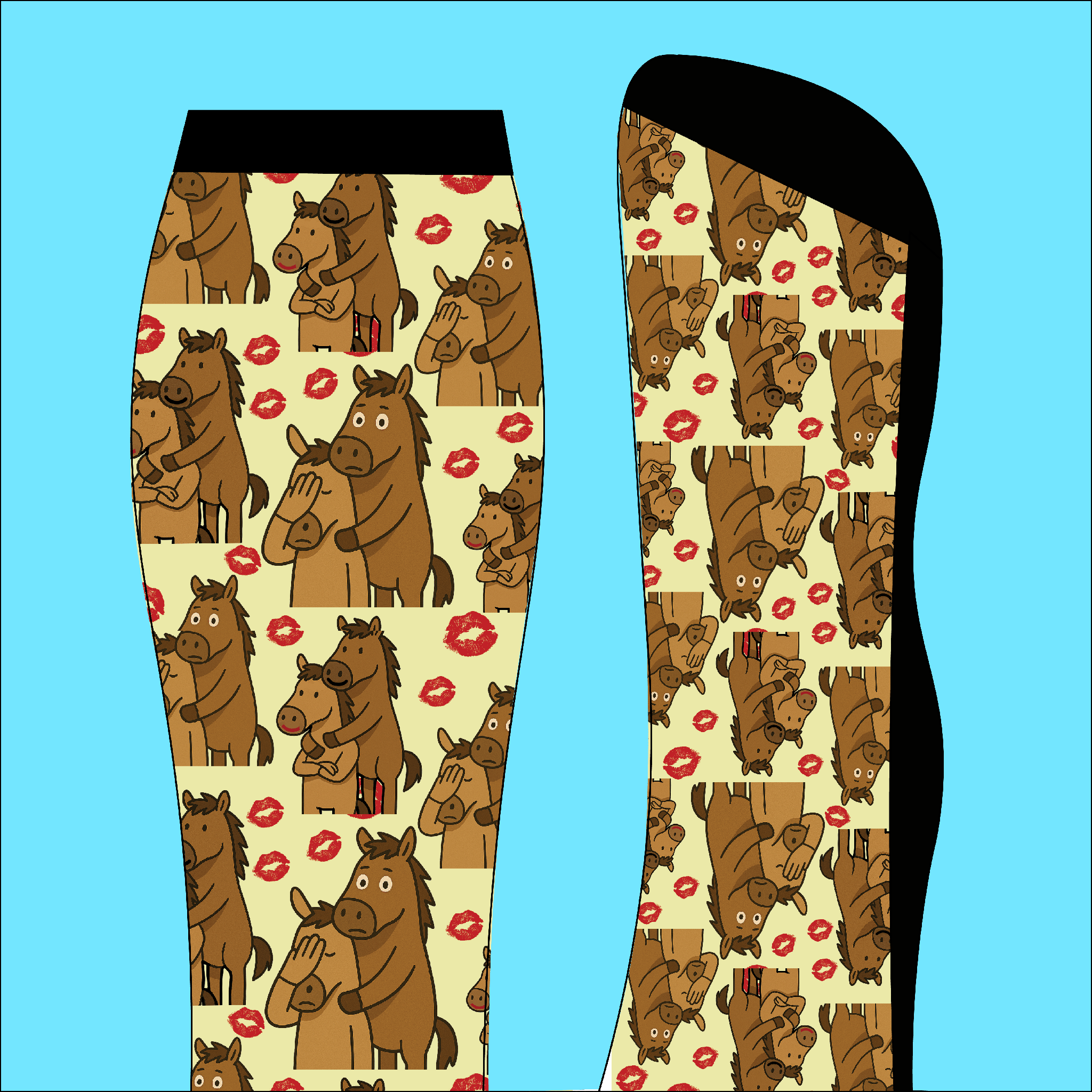 Limited edition paddock kiss cam socks with horse and kiss mark design, made in USA boot socks