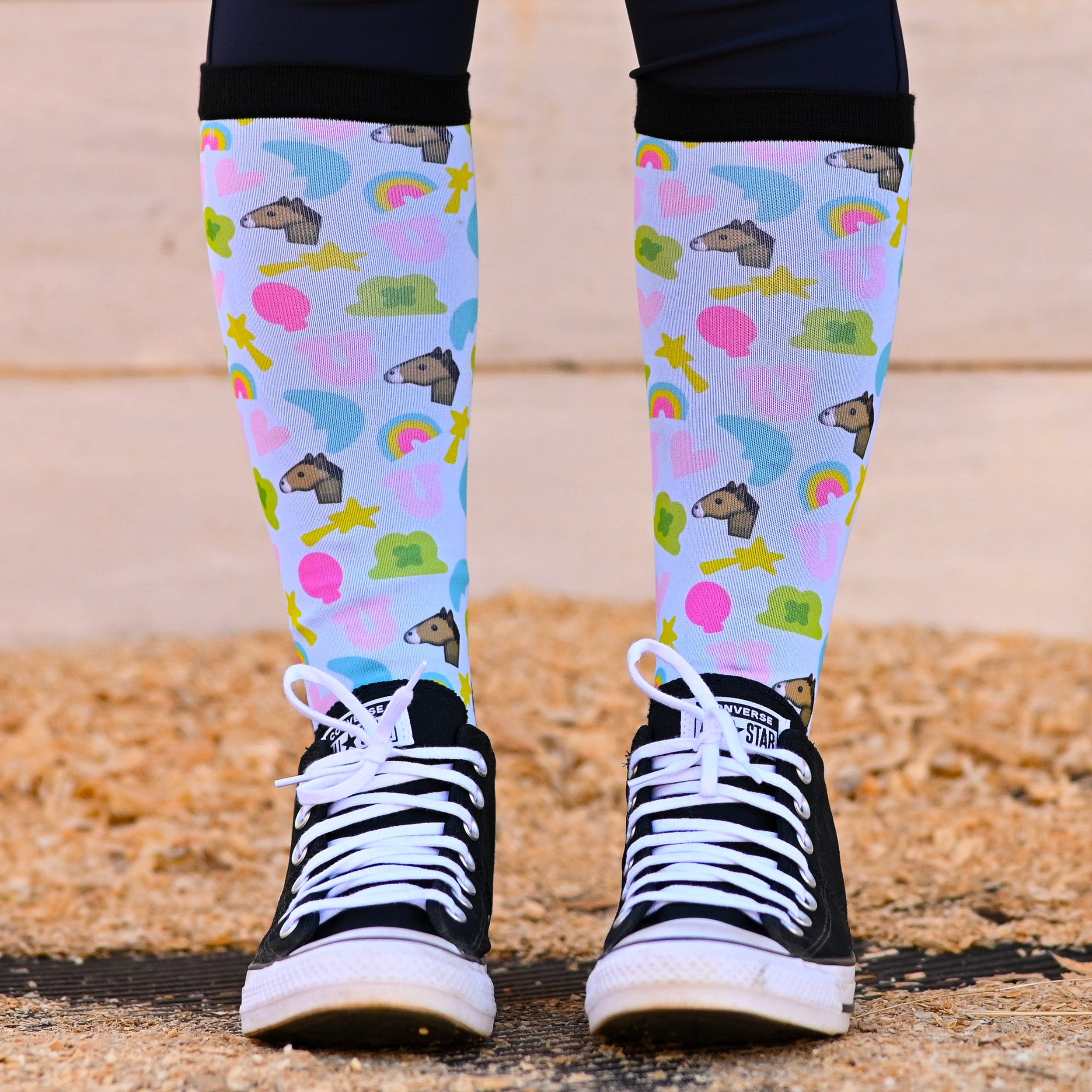 dreamers & schemers Youth Pair & a Spare Lucky Charms Youth Pair & a Spare Socks equestrian boot socks boot socks thin socks riding socks pattern socks tall socks funny socks knee high socks horse socks horse show socks
