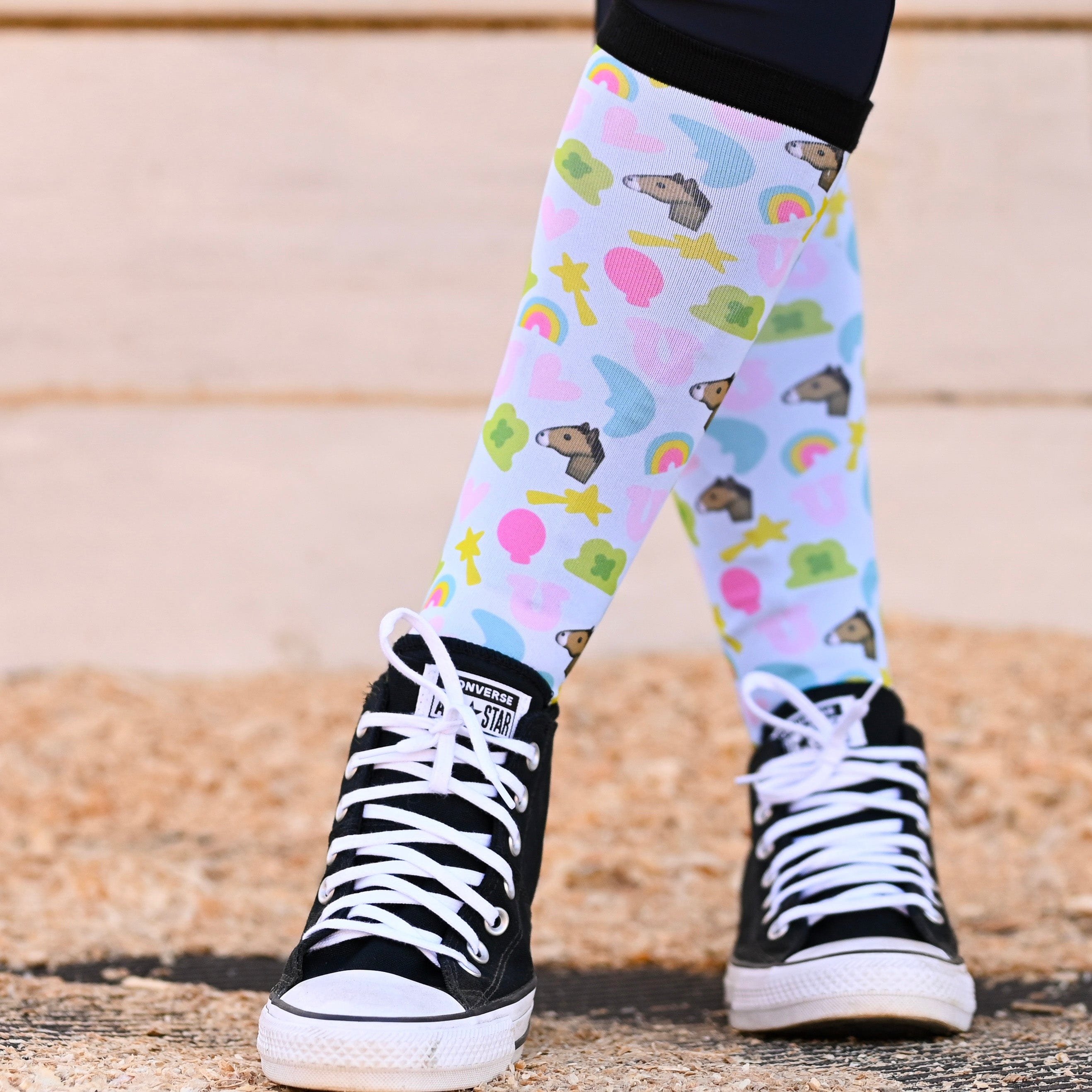 dreamers & schemers Youth Pair & a Spare Lucky Charms Youth Pair & a Spare Socks equestrian boot socks boot socks thin socks riding socks pattern socks tall socks funny socks knee high socks horse socks horse show socks