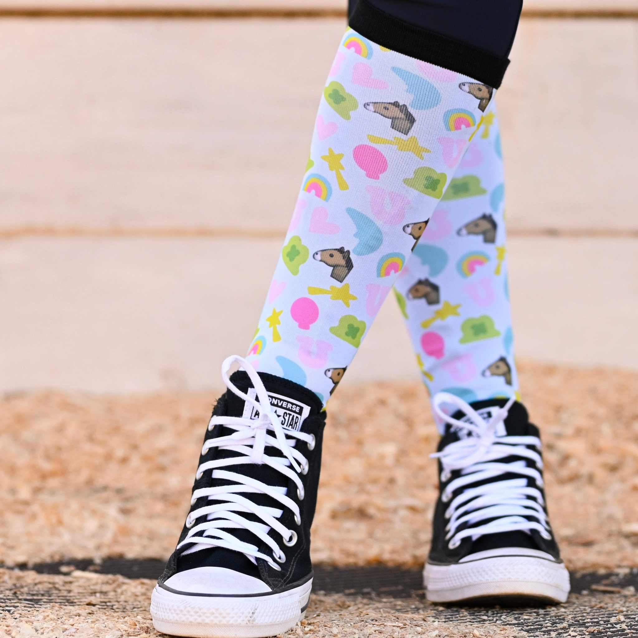 dreamers & schemers Youth Pair & a Spare Lucky Charms Youth Pair & a Spare Socks equestrian boot socks boot socks thin socks riding socks pattern socks tall socks funny socks knee high socks horse socks horse show socks