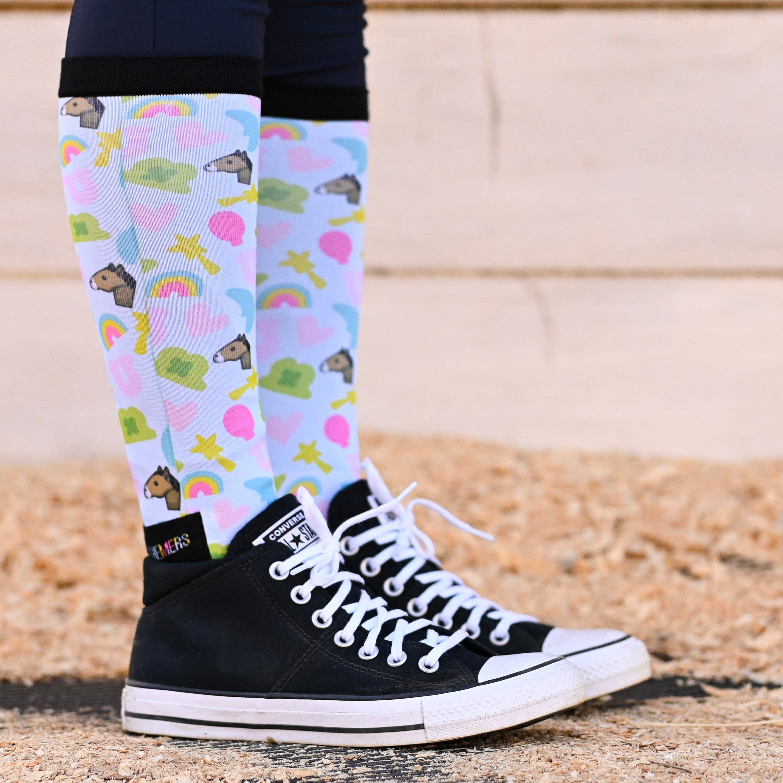 dreamers & schemers Youth Pair & a Spare Lucky Charms Youth Pair & a Spare Socks equestrian boot socks boot socks thin socks riding socks pattern socks tall socks funny socks knee high socks horse socks horse show socks