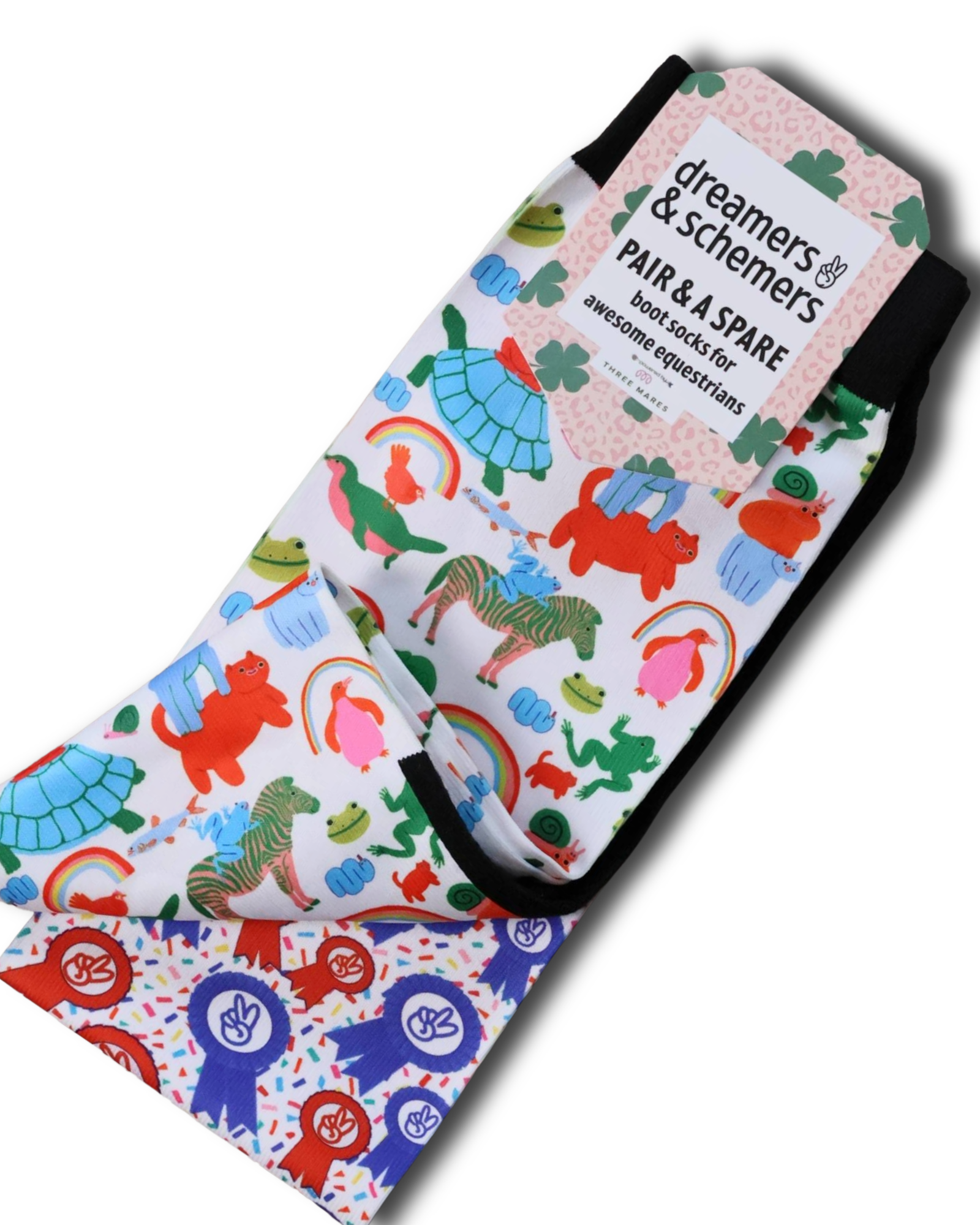 Magical Animals Pair & a Spare equestrian boot socks, alternate angle, by Dreamers & Schemers