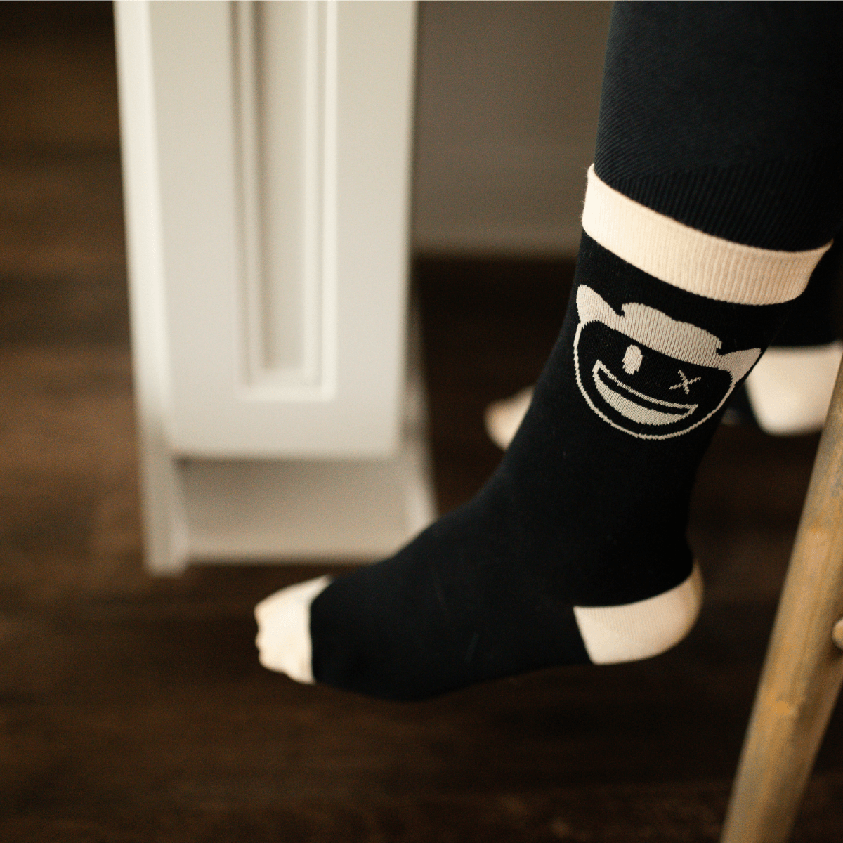 dreamers & schemers Crew Sock Black with Cream Points Milton Menasco x D&S Crew Socks equestrian boot socks boot socks thin socks riding socks pattern socks tall socks funny socks knee high socks horse socks horse show socks