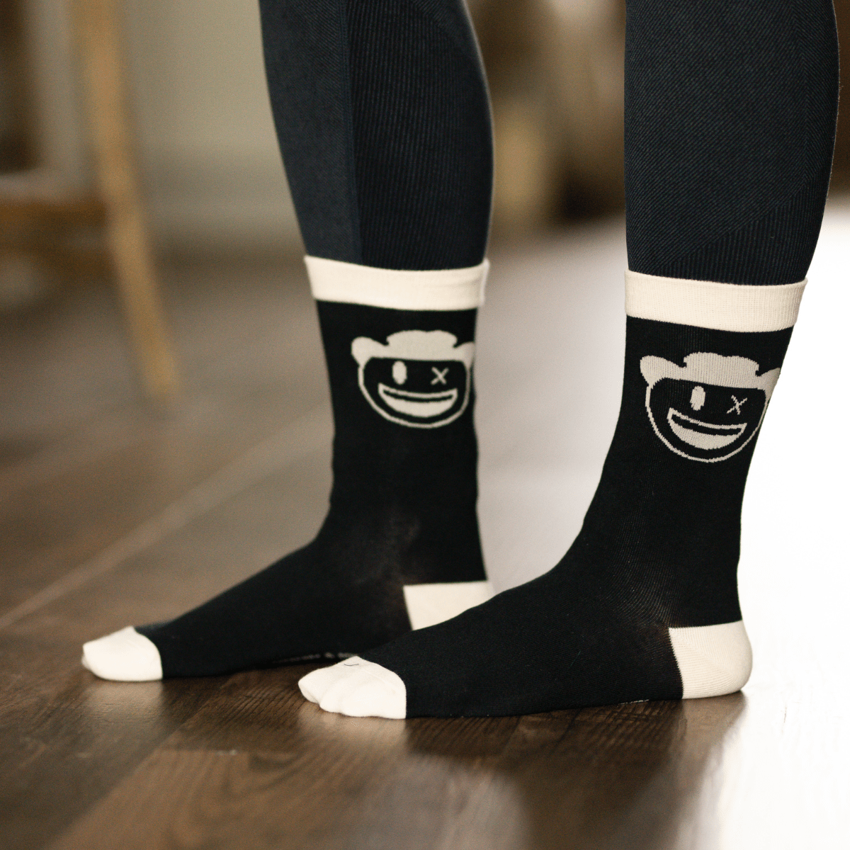 dreamers & schemers Crew Sock Black with Cream Points Milton Menasco x D&S Crew Socks equestrian boot socks boot socks thin socks riding socks pattern socks tall socks funny socks knee high socks horse socks horse show socks