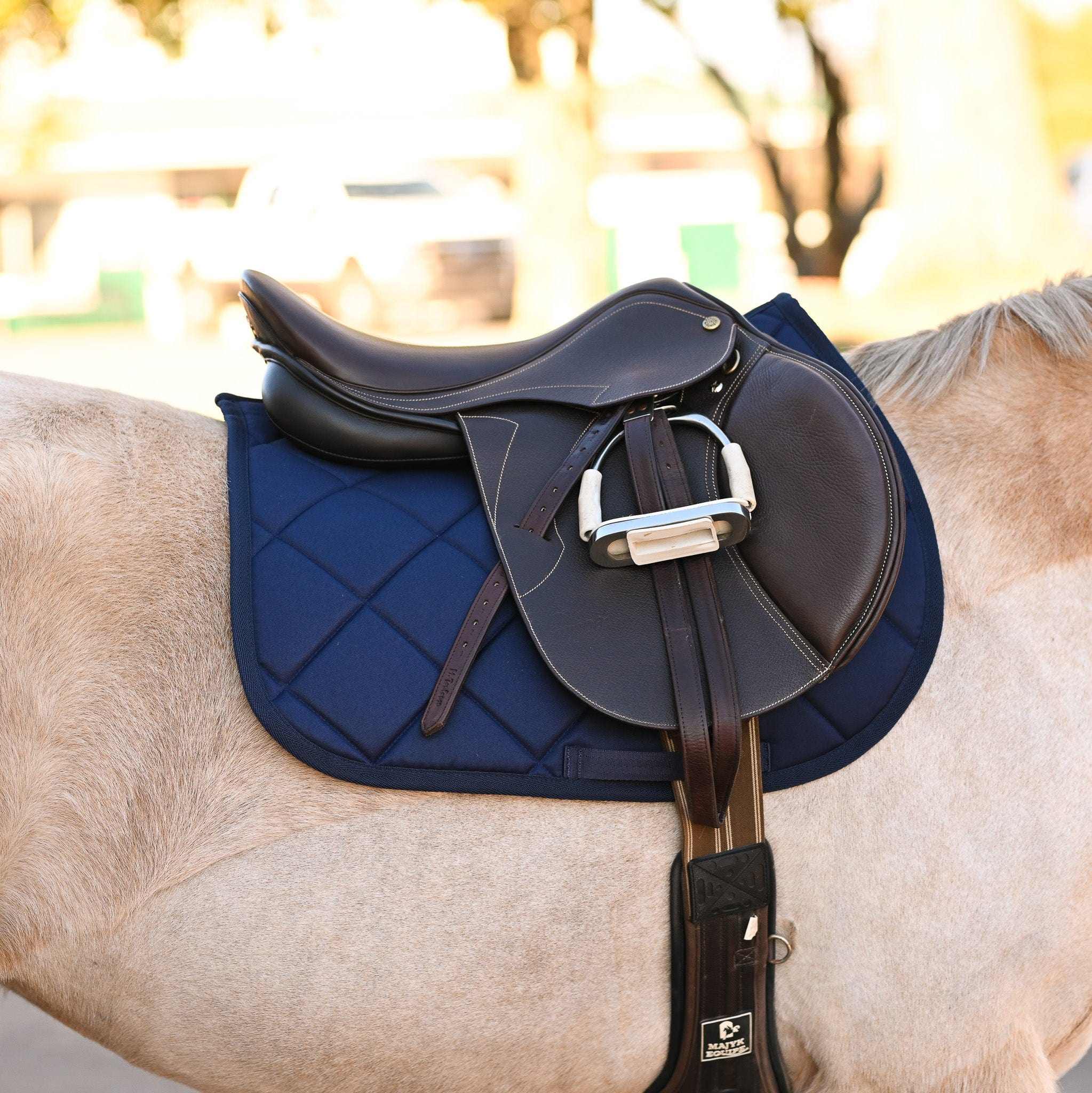 Dreamers & Schemers Navy Blue Saddle Pad – patterned saddle pad, equestrian gift, horseback riding gear from Dreamers & Schemers Saddle Pads