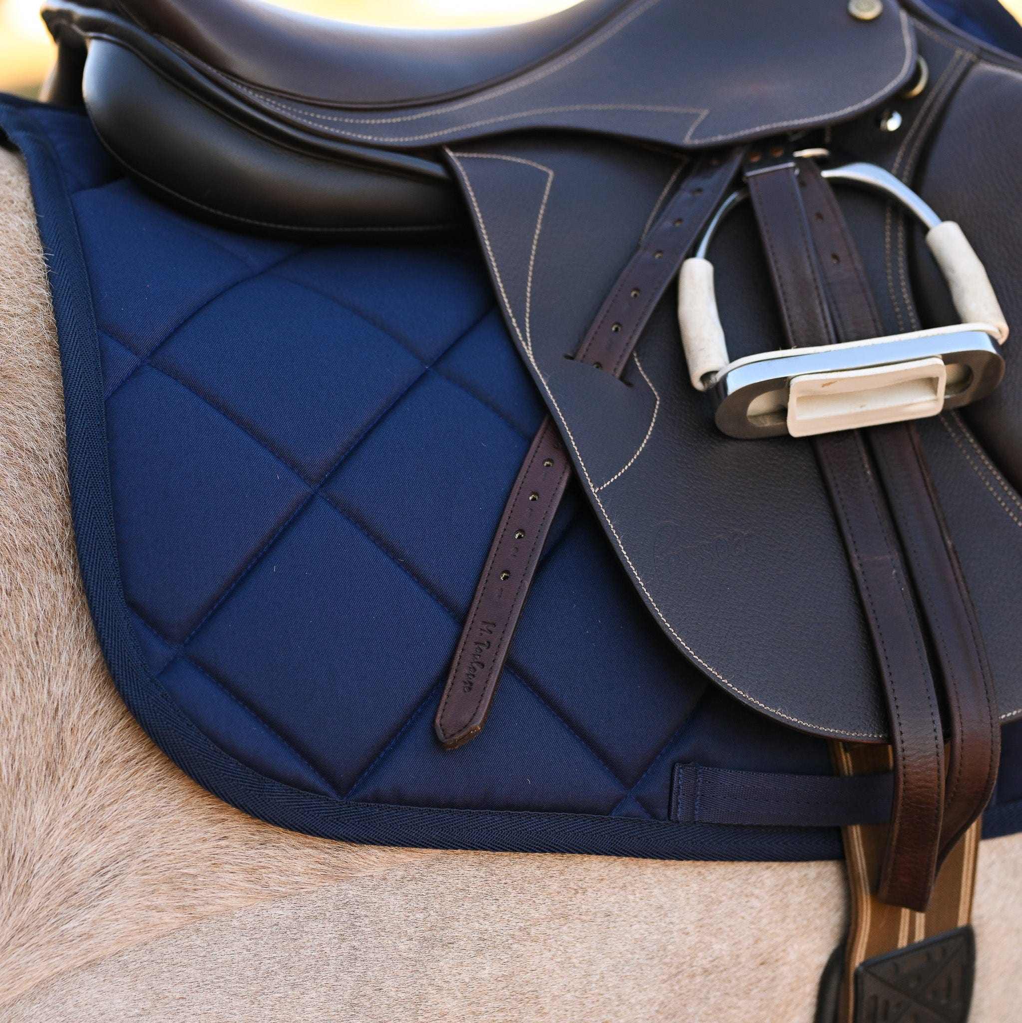 Dreamers & Schemers Navy Blue Saddle Pad – patterned saddle pad, equestrian gift, horseback riding gear from Dreamers & Schemers Saddle Pads