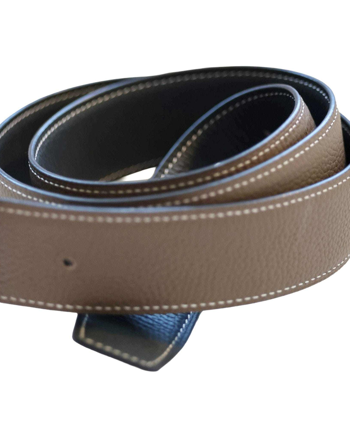ManeJane Navy/Taupe Reversible Leather Belt Strap reversible leather belt, additional view, equestrian accessory by Dreamers & Schemers