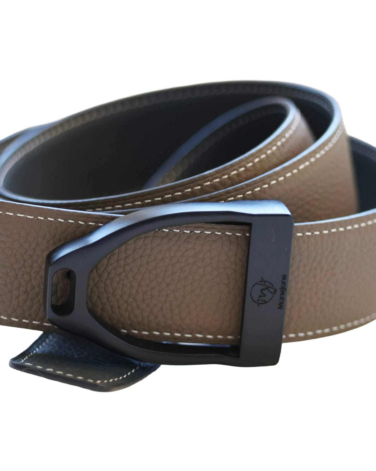ManeJane Navy/Taupe Reversible Leather Belt Strap reversible leather belt, additional view, equestrian accessory by Dreamers & Schemers