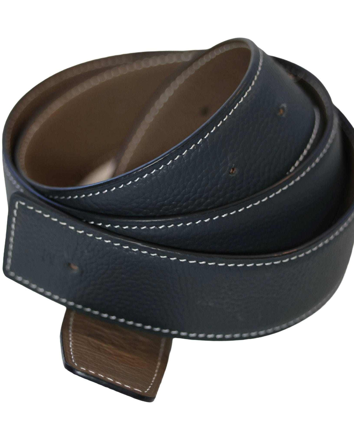 ManeJane Navy/Taupe Reversible Leather Belt Strap reversible leather belt, additional view, equestrian accessory by Dreamers & Schemers