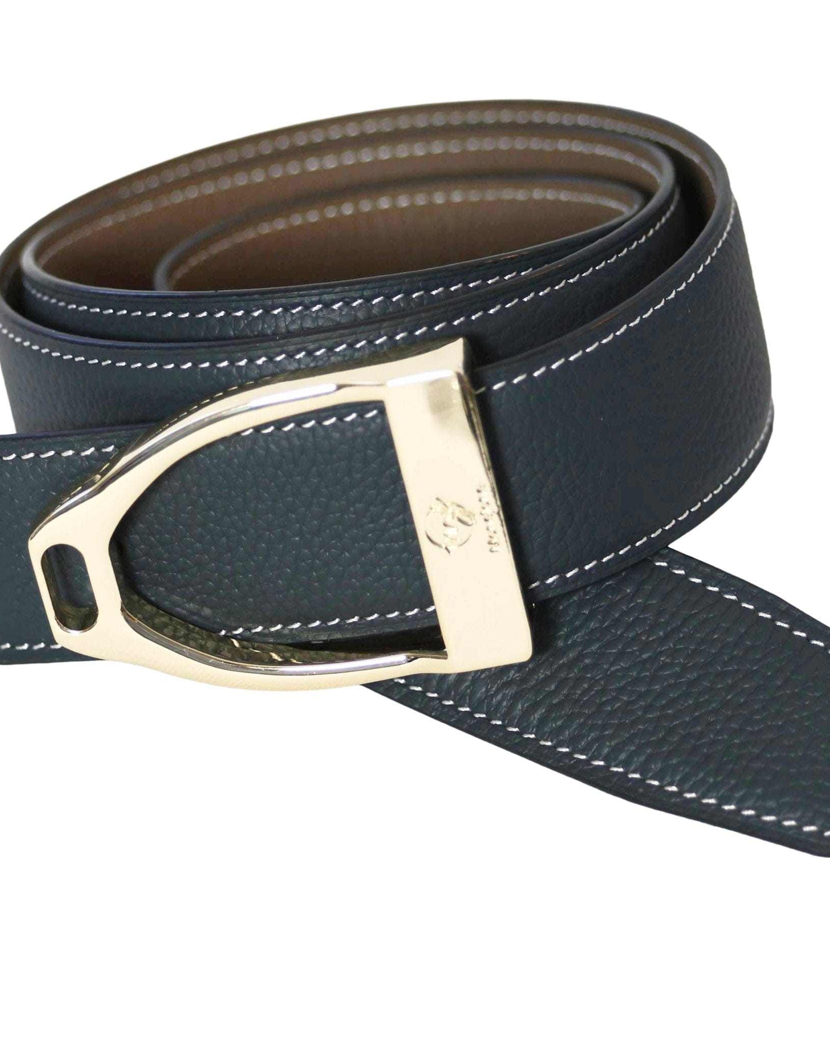 ManeJane Belt Navy/Taupe Reversible Leather Belt Strap equestrian boot socks boot socks thin socks riding socks pattern socks tall socks funny socks knee high socks horse socks horse show socks