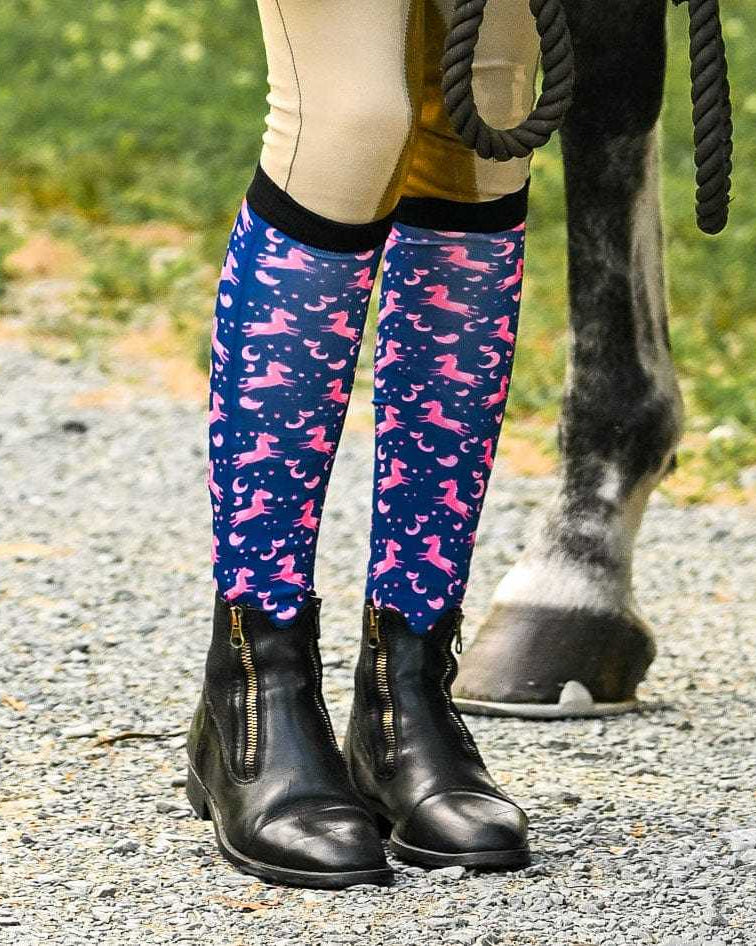 dreamers & schemers Pair & A Spare Neigh-Borhood Pair & A Spare Socks equestrian boot socks boot socks thin socks riding socks pattern socks tall socks funny socks knee high socks horse socks horse show socks