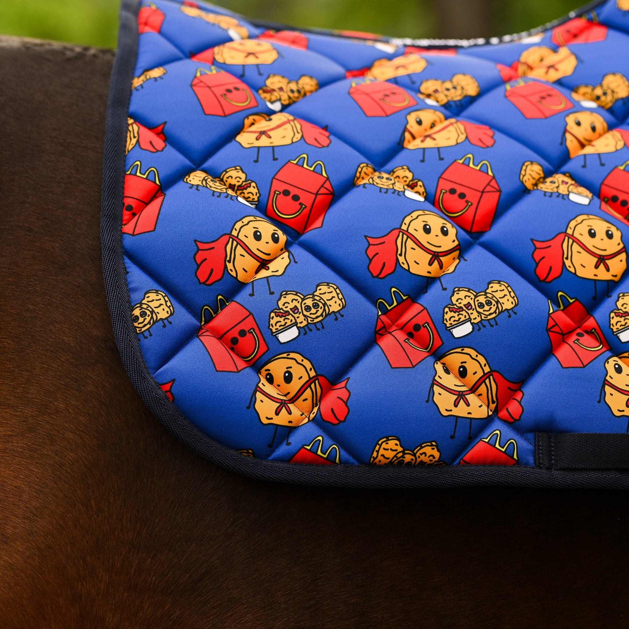 Dreamers & Schemers Nugs Not Drugs Saddle Pad – patterned saddle pad, equestrian gift, horseback riding gear from Dreamers & Schemers Saddle Pads