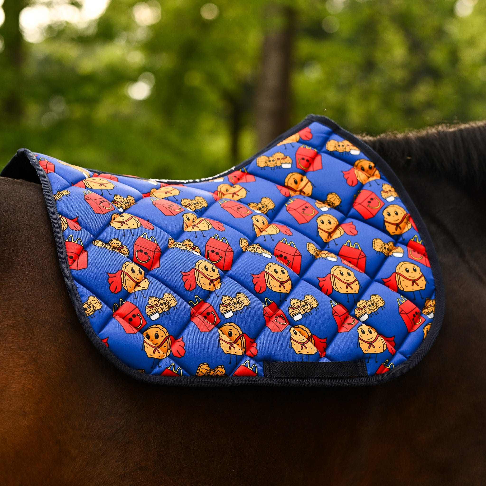 Dreamers & Schemers Nugs Not Drugs Saddle Pad – patterned saddle pad, equestrian gift, horseback riding gear from Dreamers & Schemers Saddle Pads