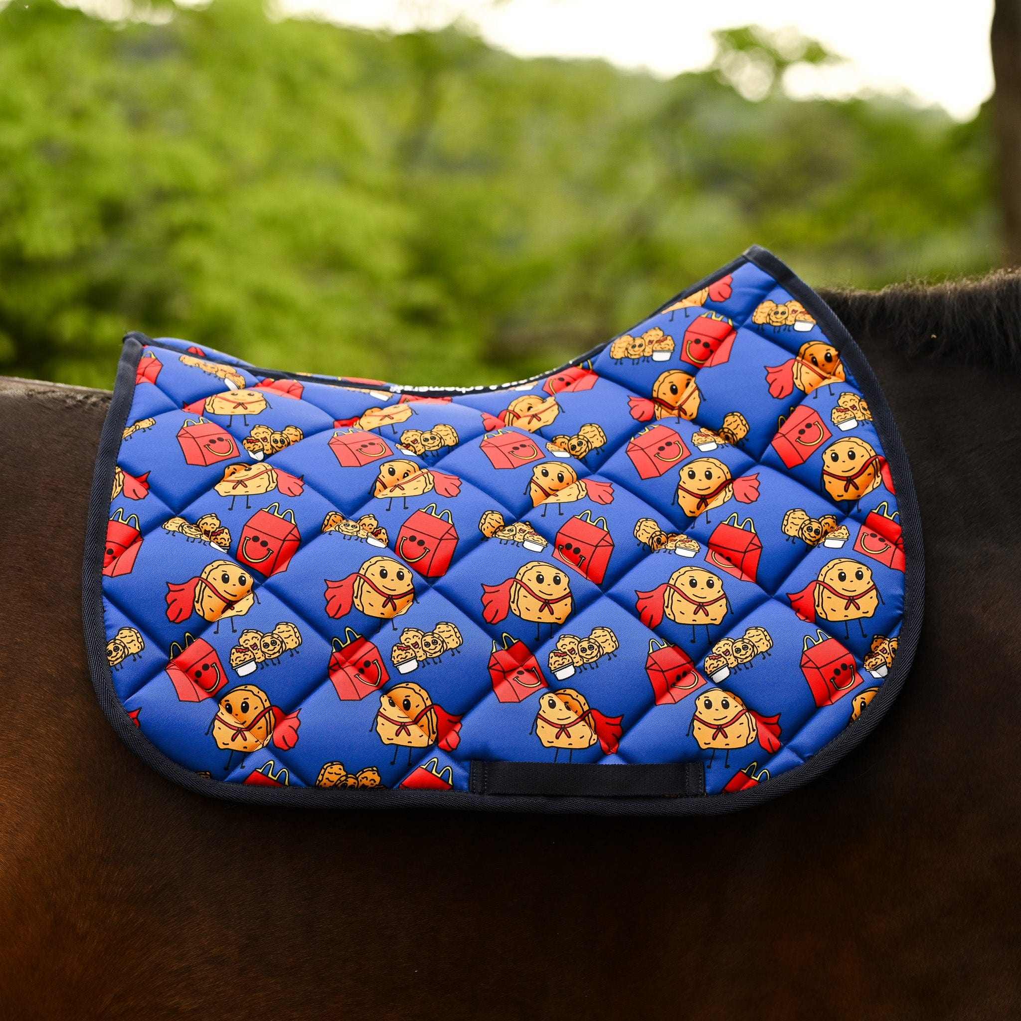 Dreamers & Schemers Nugs Not Drugs Saddle Pad – patterned saddle pad, equestrian gift, horseback riding gear from Dreamers & Schemers Saddle Pads