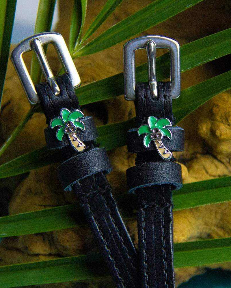 ManeJane Black Spur Straps 14 inch (youth) Palm Tree Spur Straps equestrian boot socks boot socks thin socks riding socks pattern socks tall socks funny socks knee high socks horse socks horse show socks