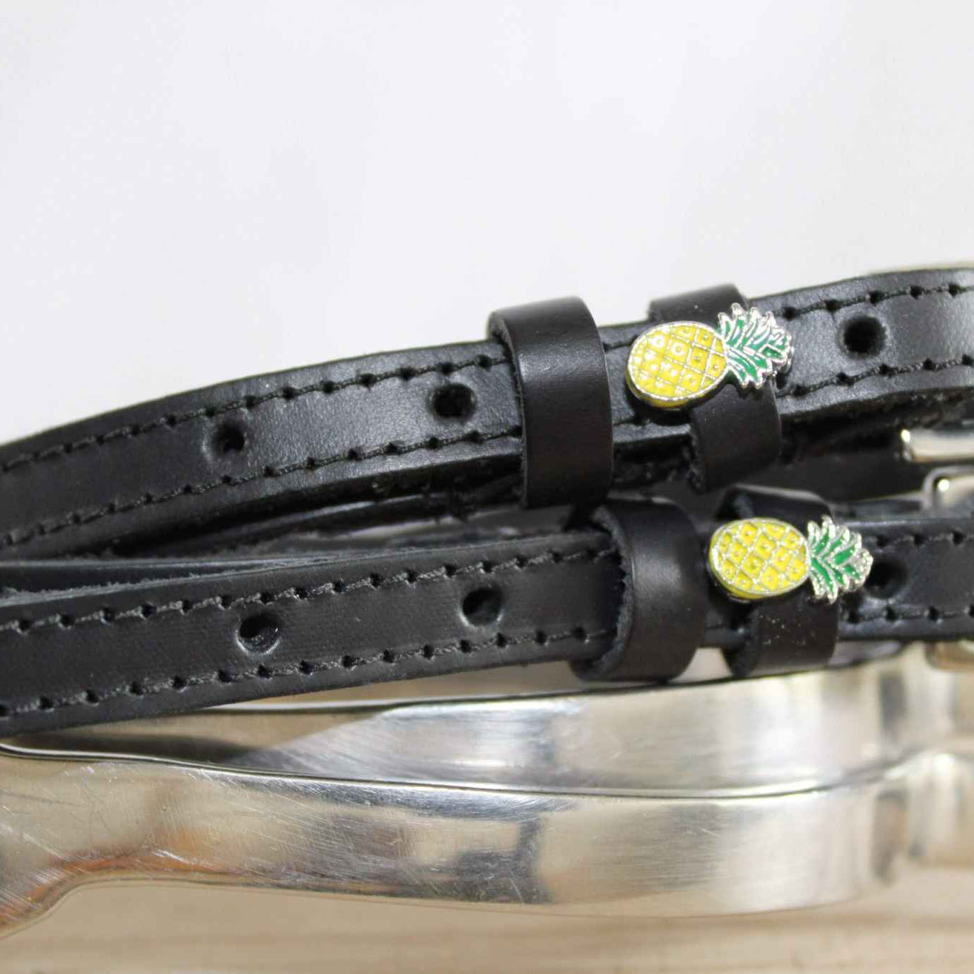 ManeJane Black Spur Straps 17 inch (adult) Pineapple Spur Straps equestrian boot socks boot socks thin socks riding socks pattern socks tall socks funny socks knee high socks horse socks horse show socks